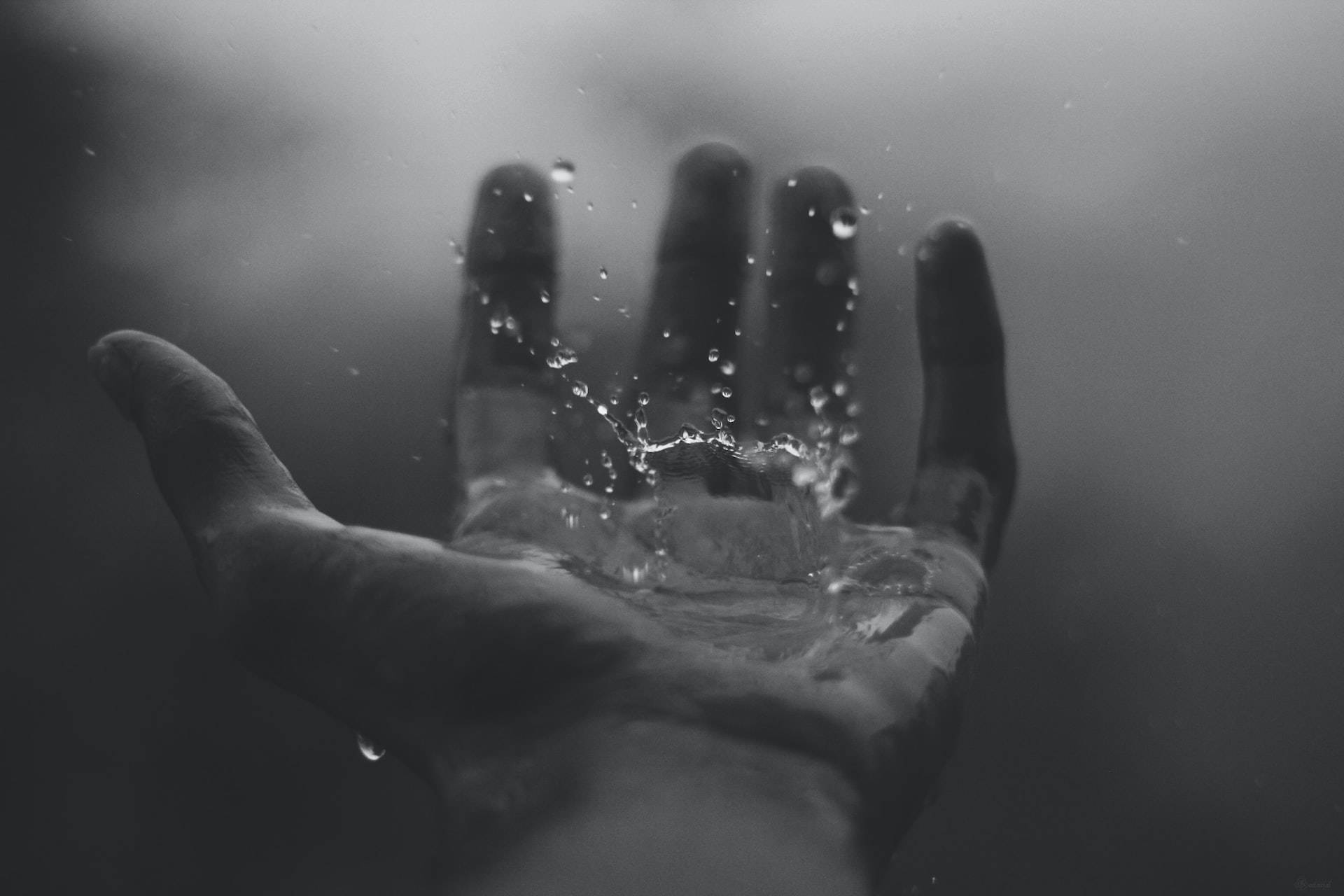 Rain, Moving Water, monochrome, Full HD Desktop Wallpaper
