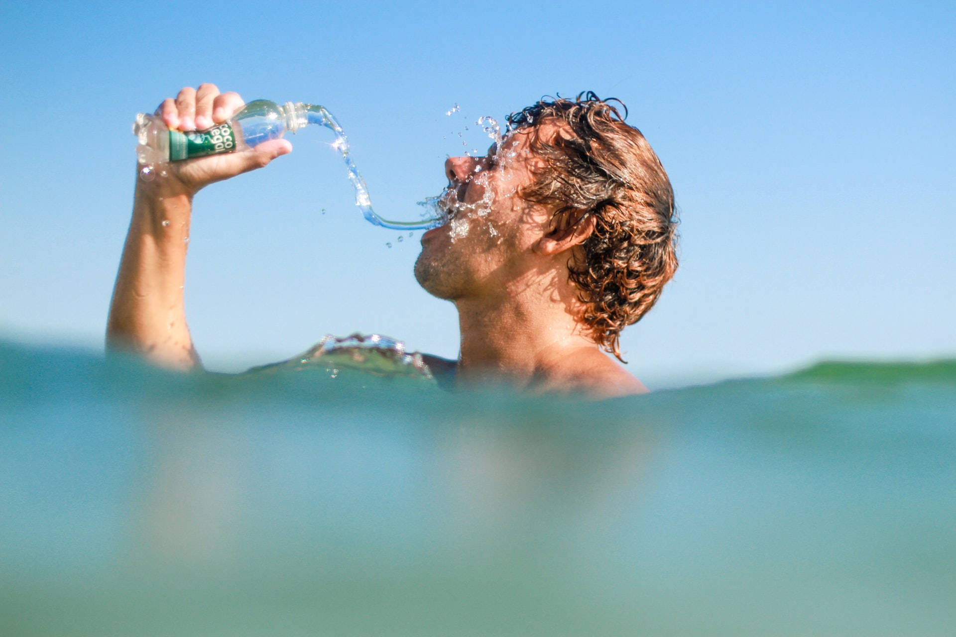 Moving Water In A Bottle, turquoise ocean, clear blue sky, Full HD Desktop Wallpaper