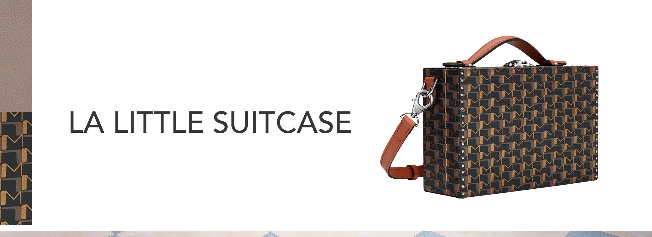Moynat, little suitcase, brown and black patterned, Full HD Desktop Wallpaper