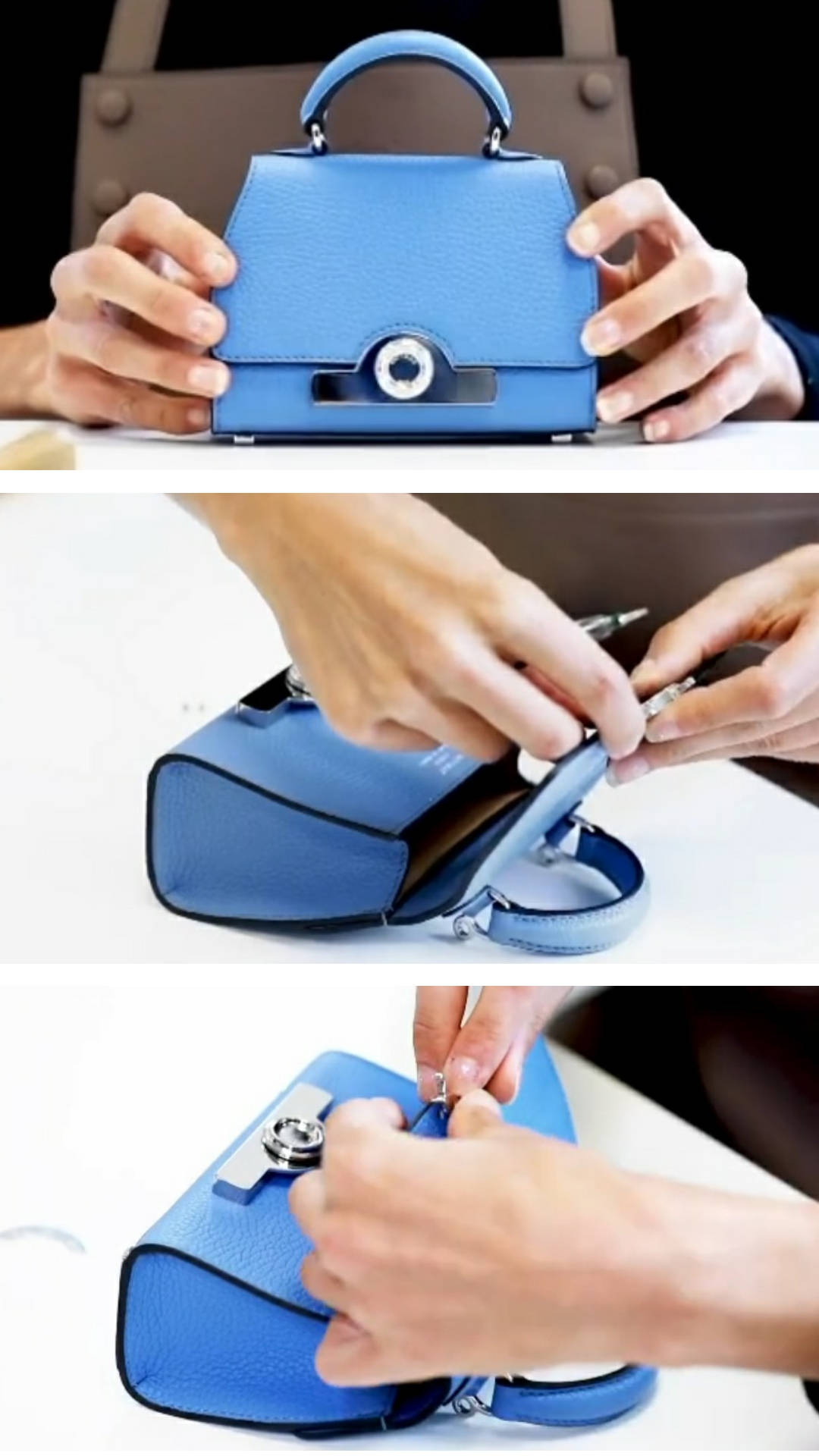 Moynat, vibrant blue leather handbag, silver hardware, Full HD Phone Wallpaper