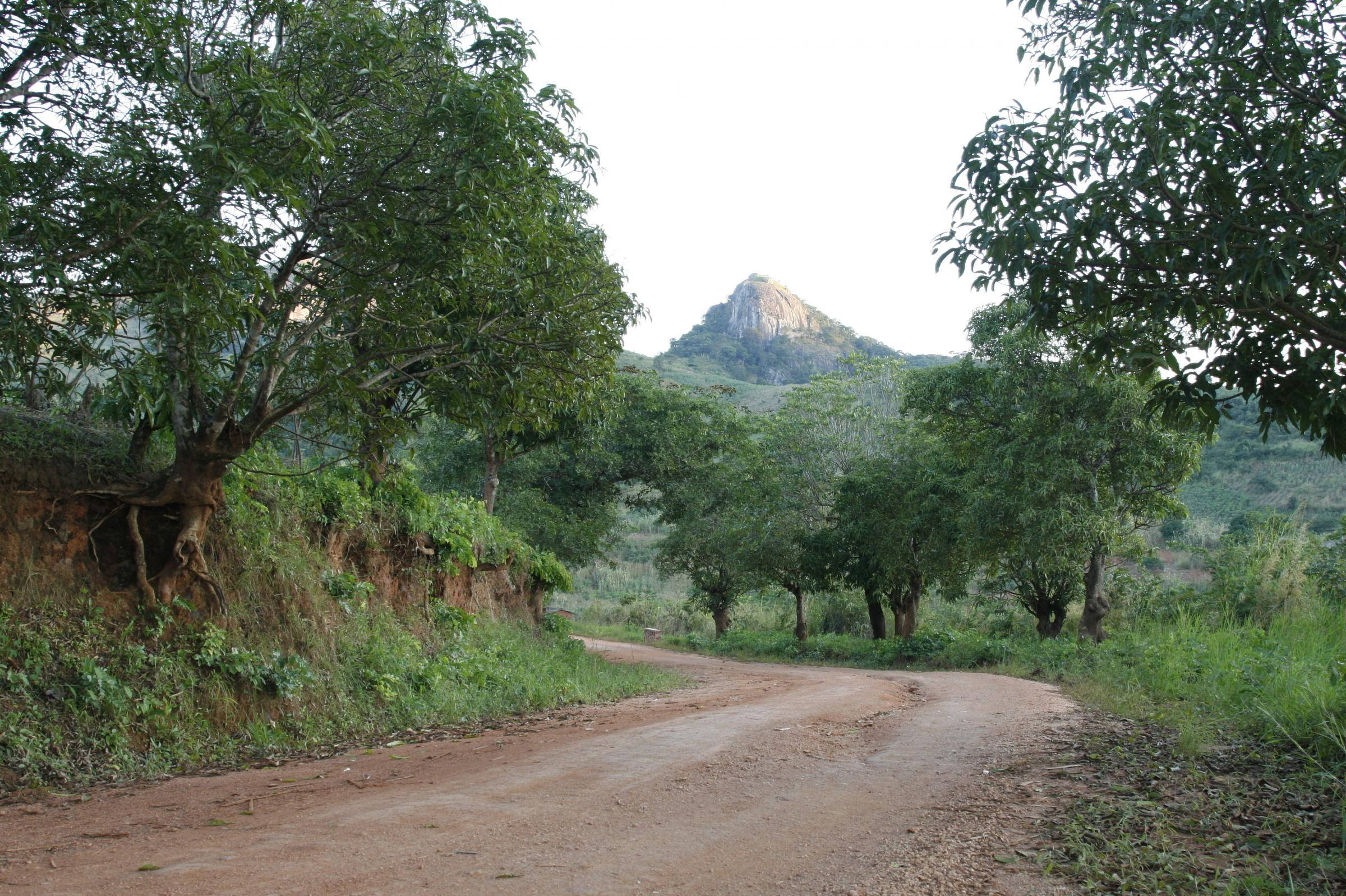Mozambique, pyramid mountain, dirt road, Full HD Desktop Wallpaper