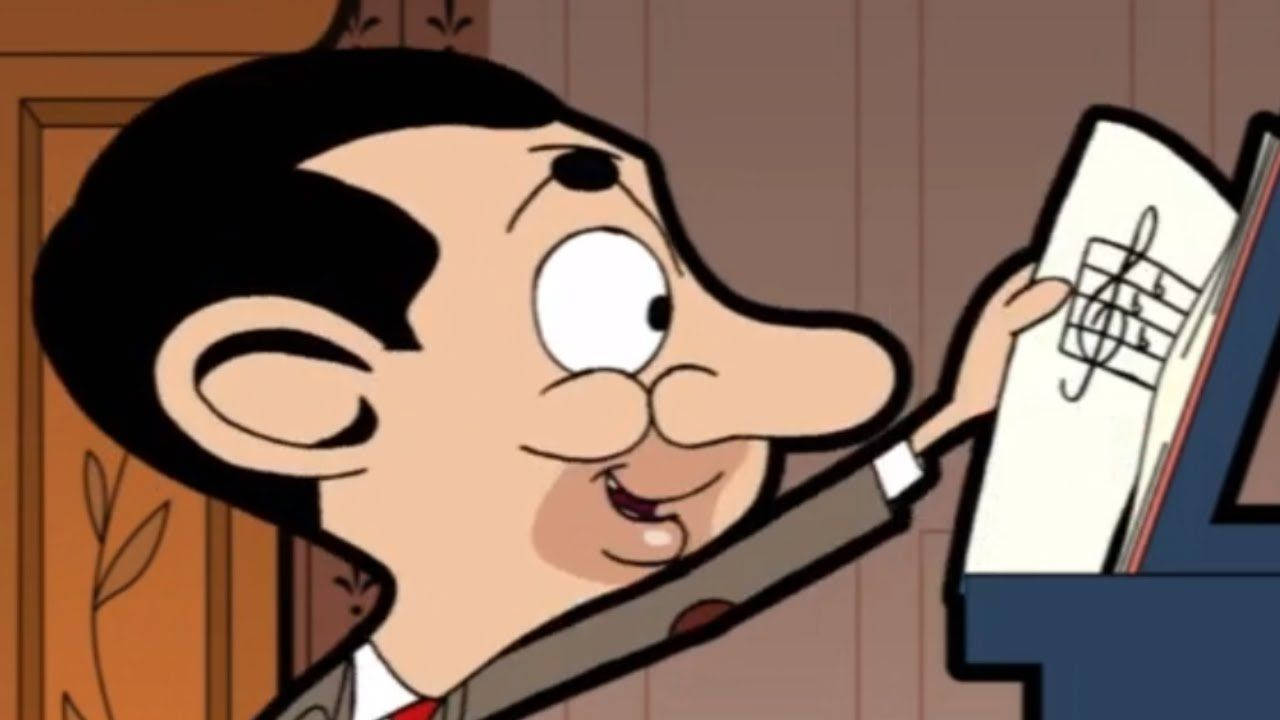 Mr Bean, cartoon character, piano, HD Desktop Wallpaper