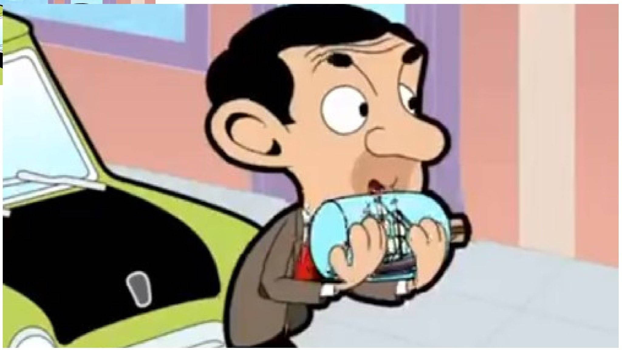 Mr Bean, glass ship, bottle, Full HD Desktop Wallpaper