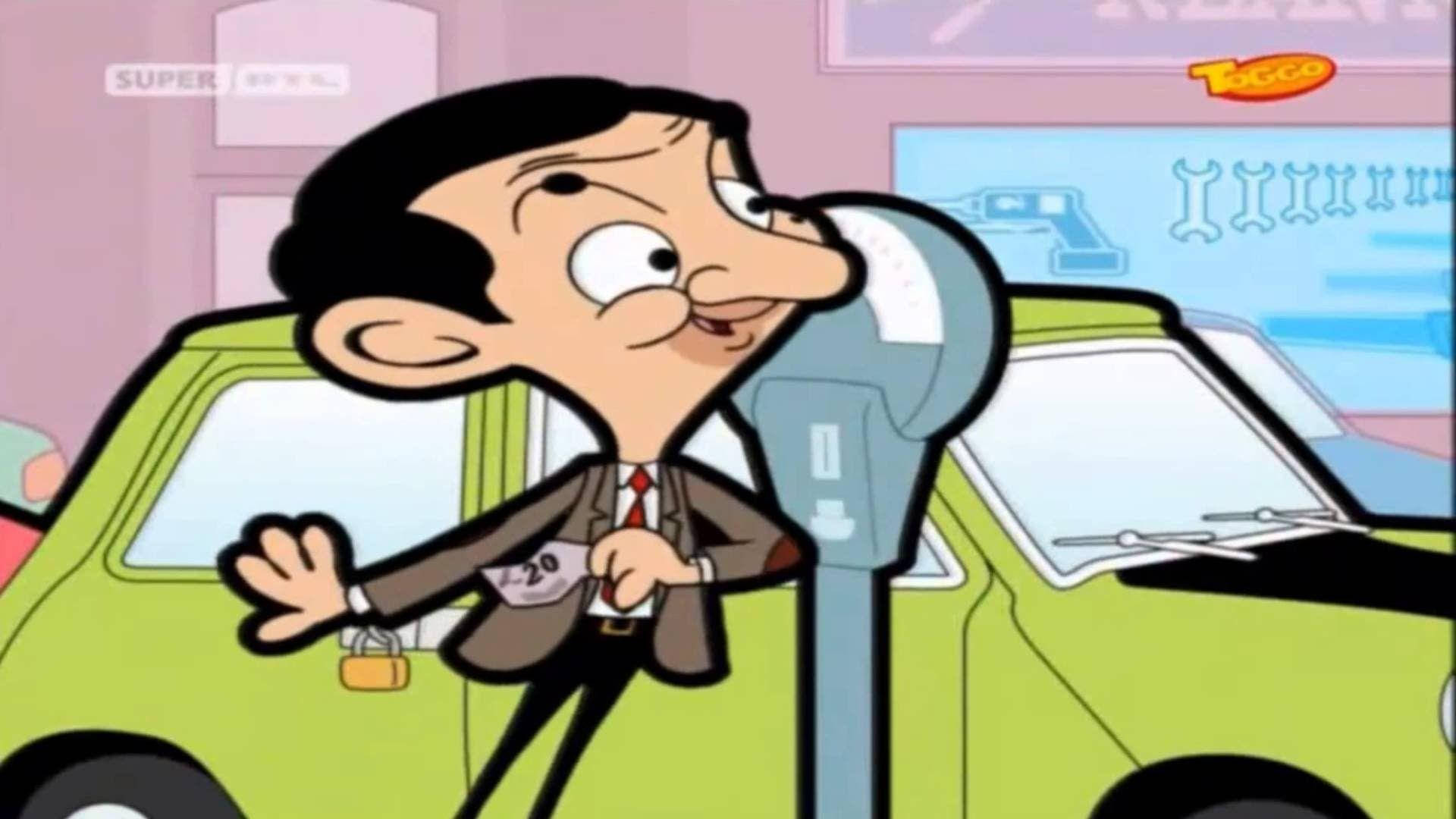 Mr Bean, cartoon style, green car, Full HD Desktop Wallpaper