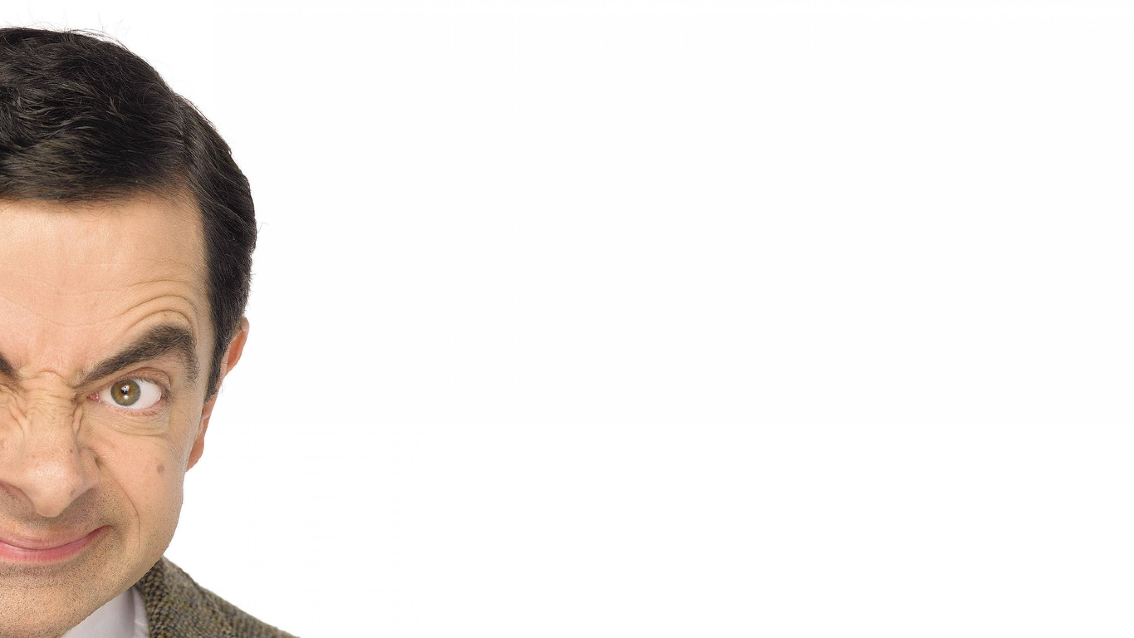 Mr Bean, half face, mischievous grin, 4K Desktop Wallpaper