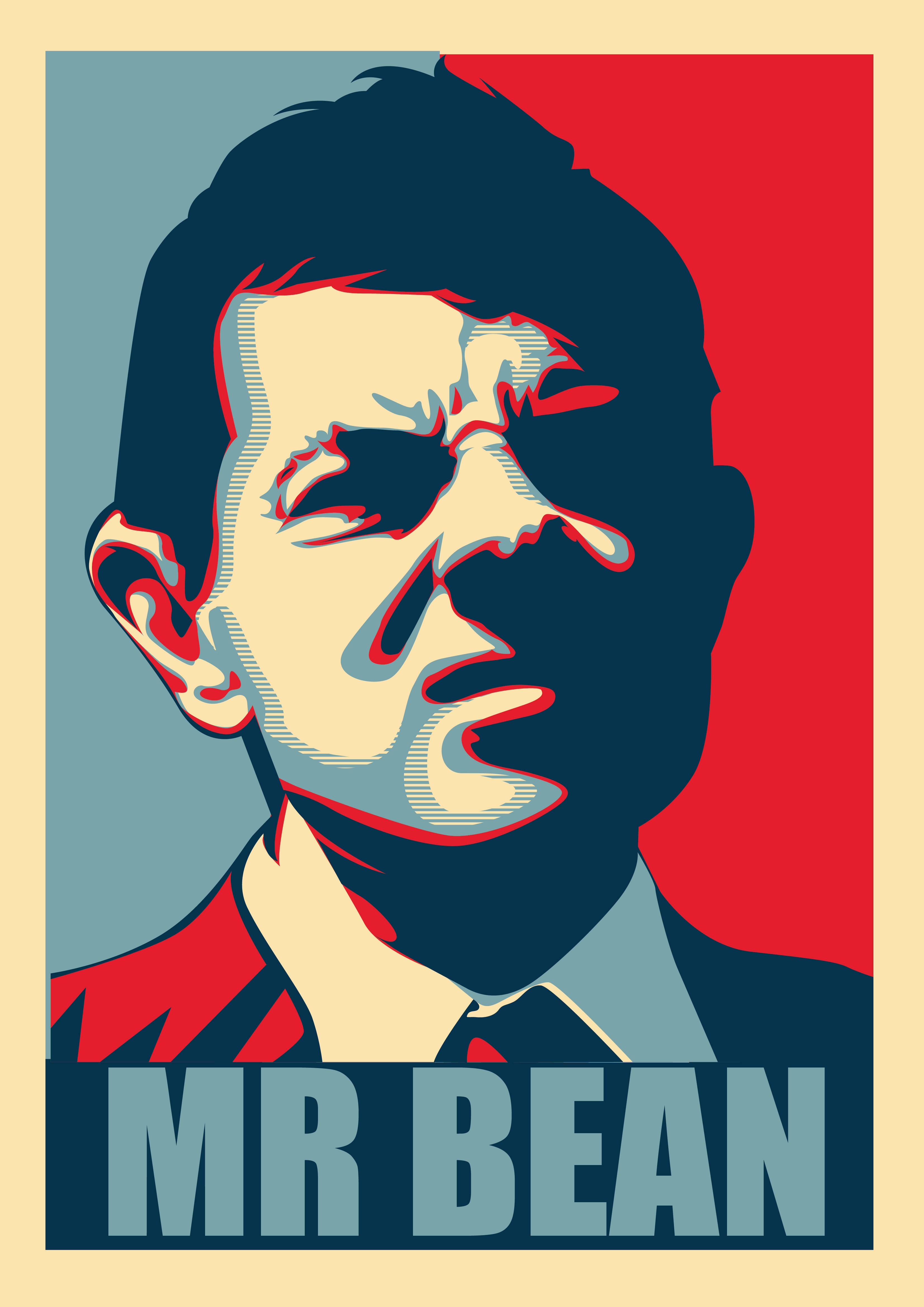 Mr Bean, red, blue, 4K Phone Wallpaper