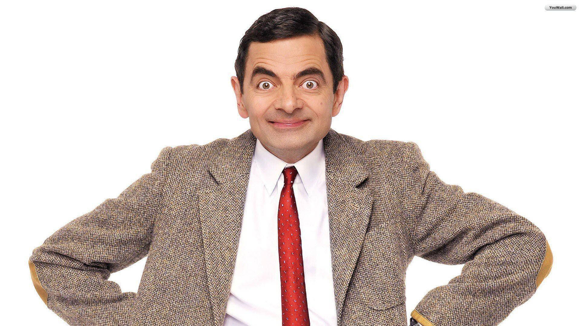 Mr Bean, tweed jacket, red tie, Full HD Desktop Wallpaper