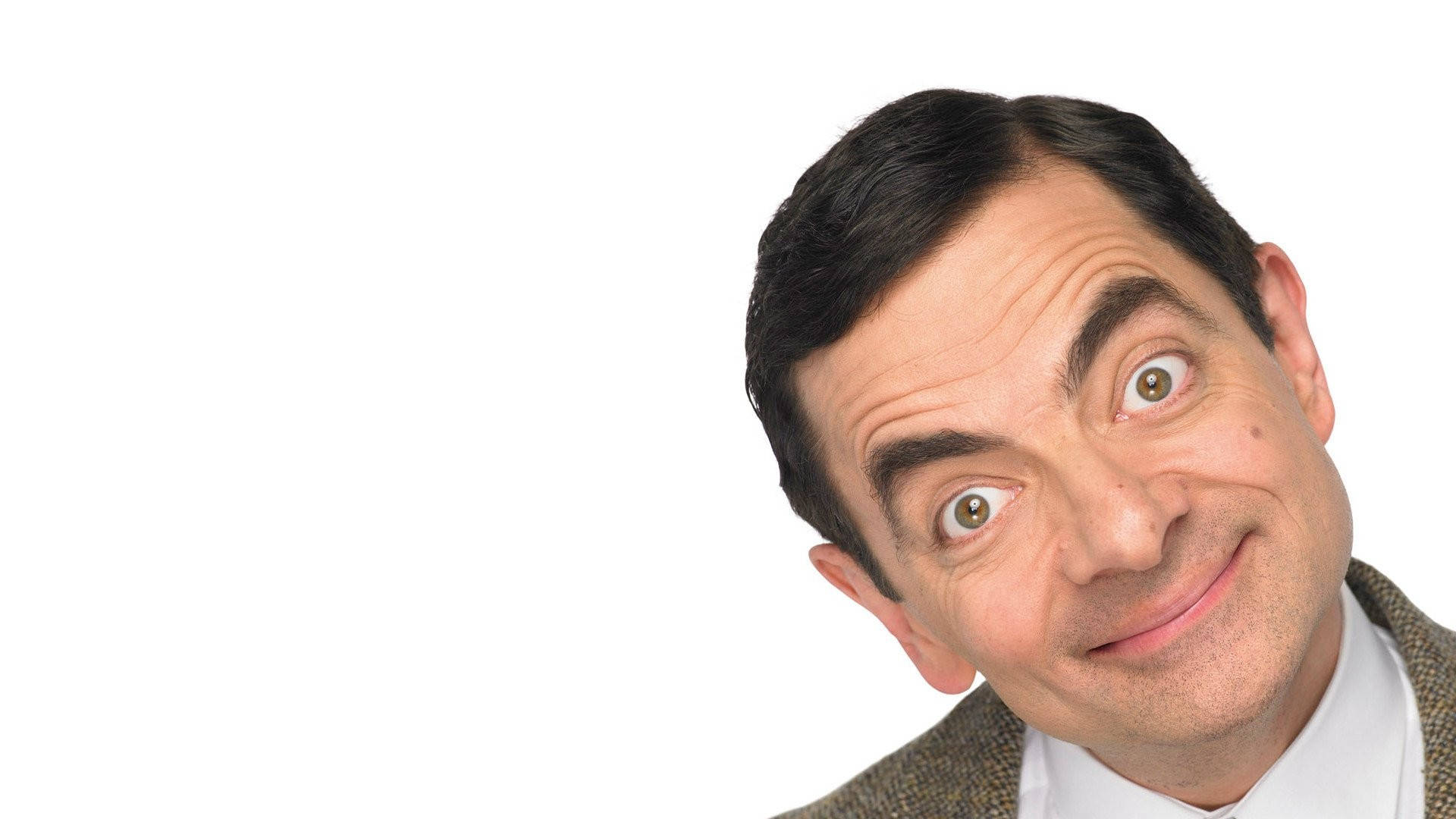 Mr Bean, wide eyes, cheeky grin, Full HD Desktop Wallpaper