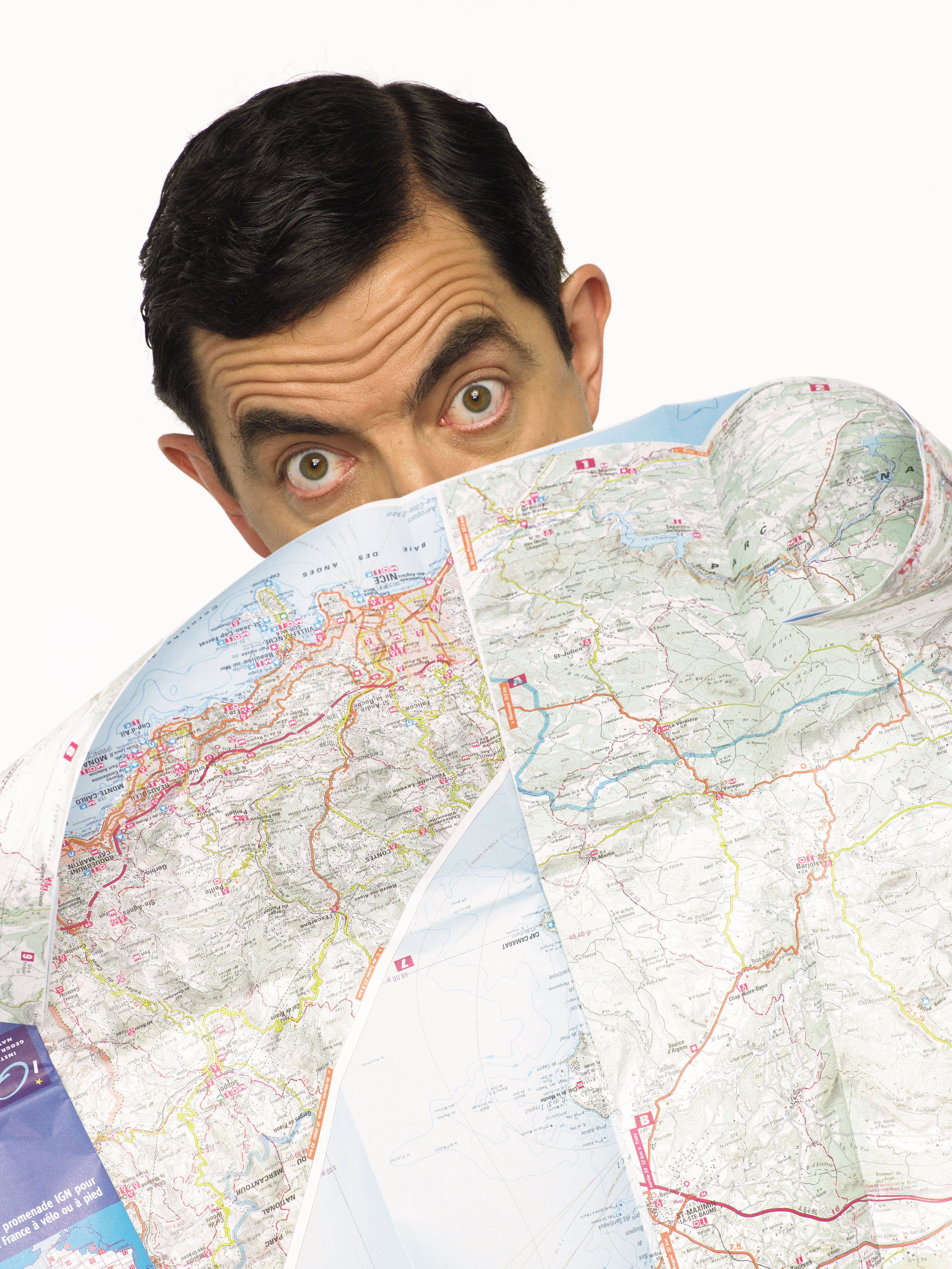 Mr Bean, 4K, crumpled road map, 4K Phone Wallpaper