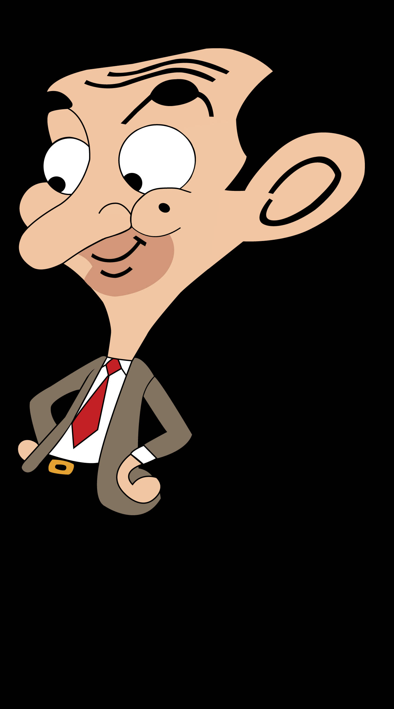 Mr Bean, brown suit, red tie, Full HD Phone Wallpaper