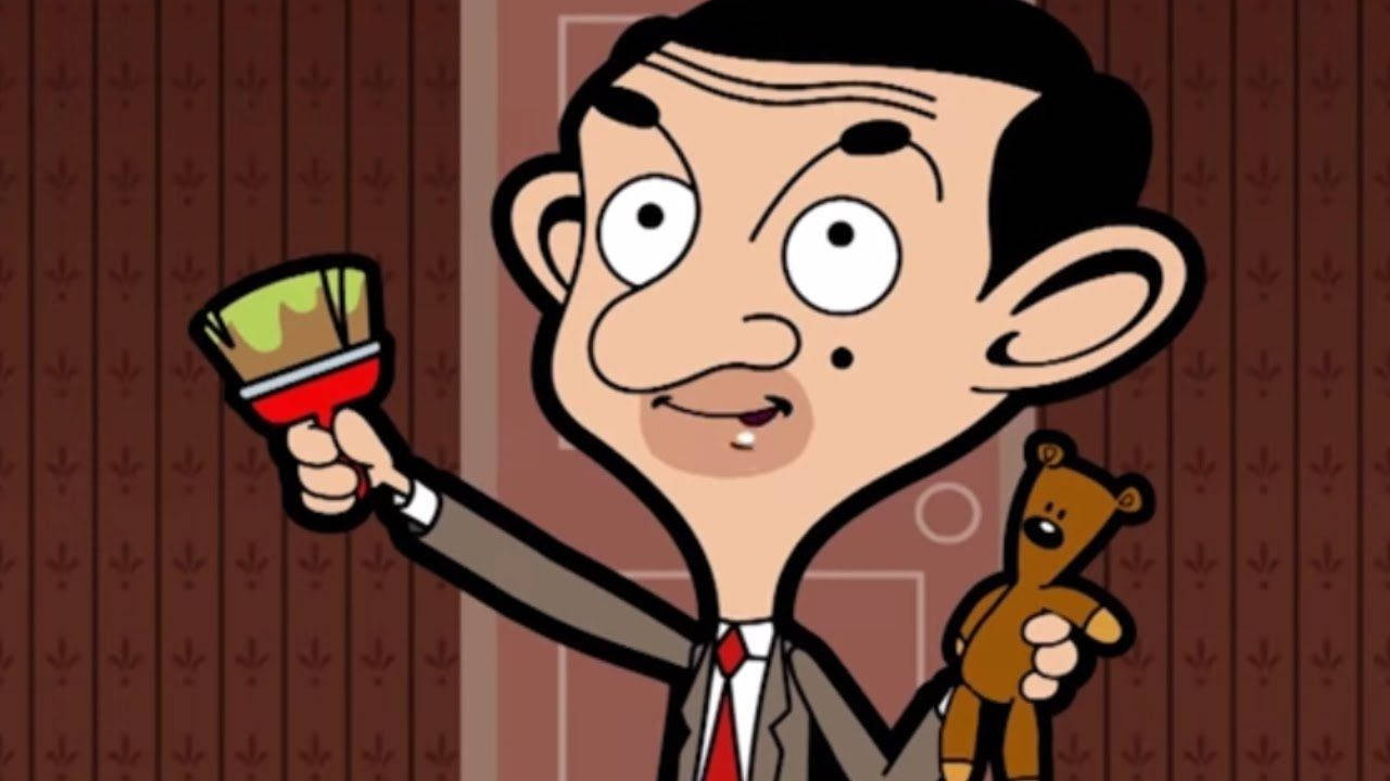 Mr Bean, paintbrush, teddy bear, HD Desktop Wallpaper