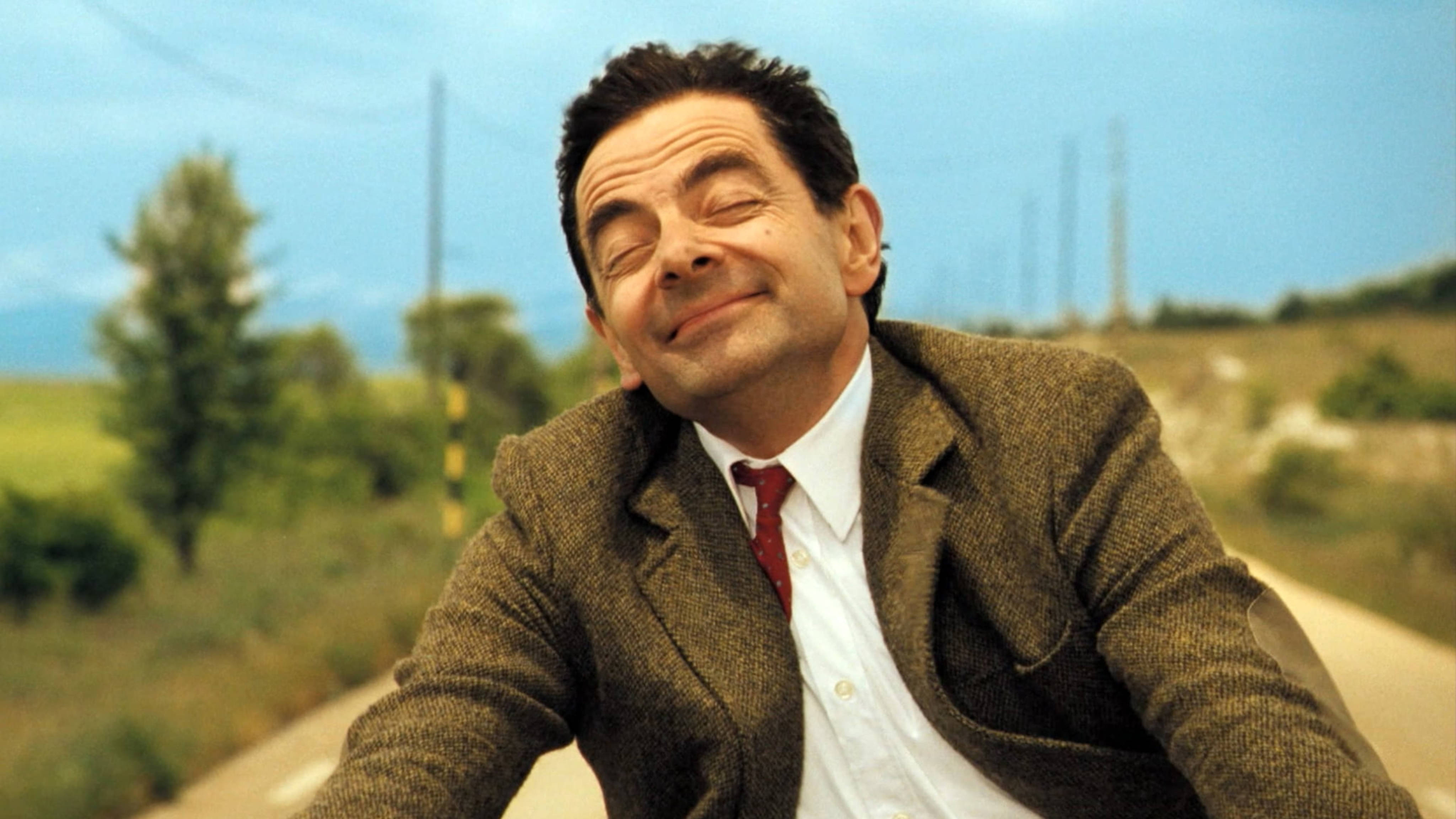 Mr Bean, bicycle, rural road, 4K Desktop Wallpaper
