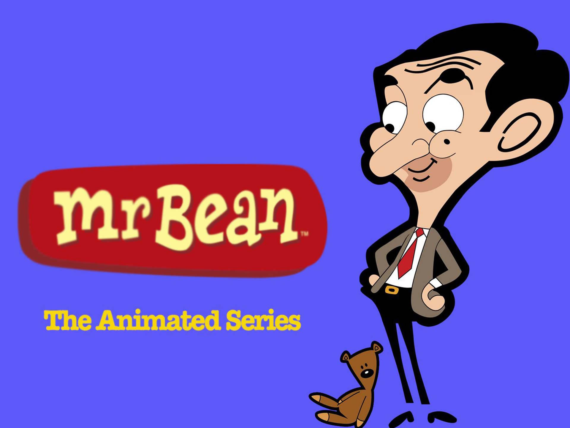 Mr Bean, purple background, suit, Full HD Desktop Wallpaper