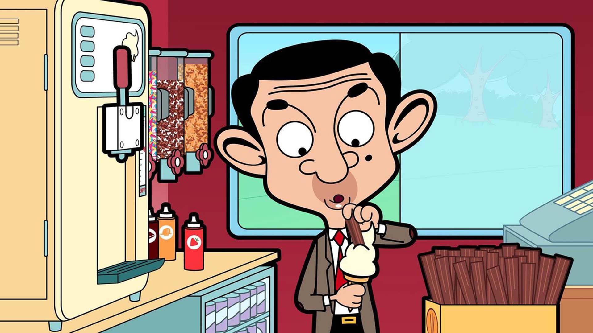 Mr Bean, ice cream truck, chocolate stick, Full HD Desktop Wallpaper