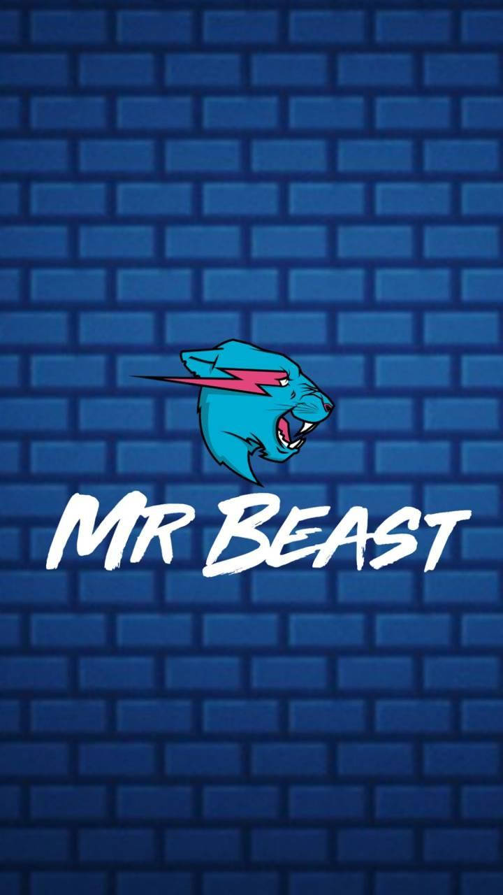 Mr Beast, blue brick wall, red lightning bolt, HD Phone Wallpaper