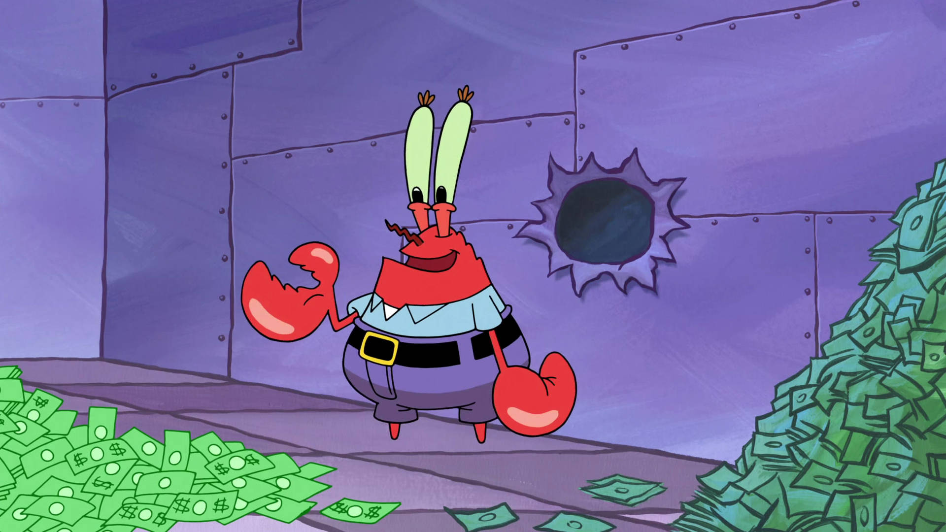 Mr. Krabs, suit, green cash, Full HD Desktop Wallpaper