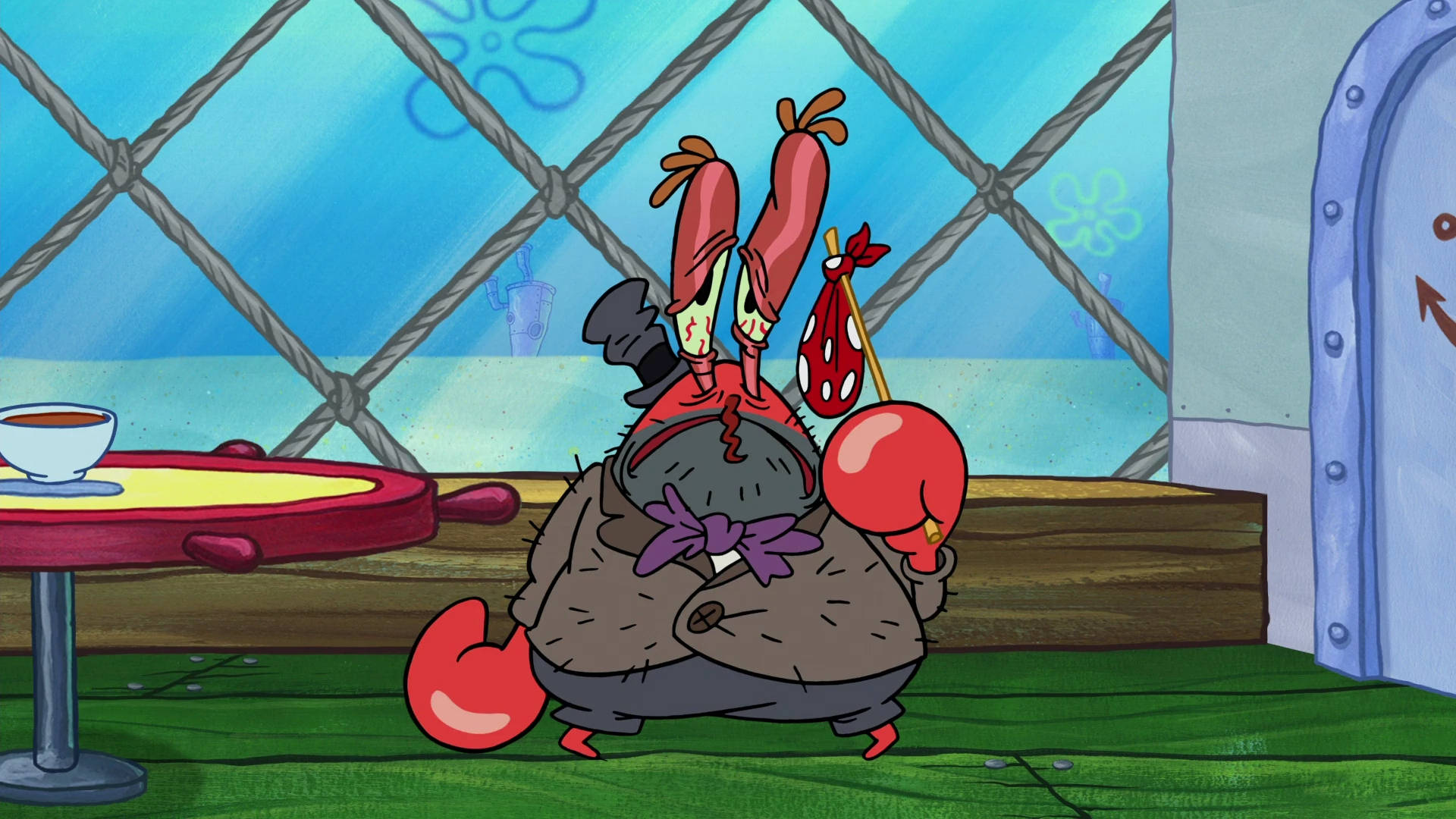 Mr. Krabs, suit, boxing gloves, Full HD Desktop Wallpaper