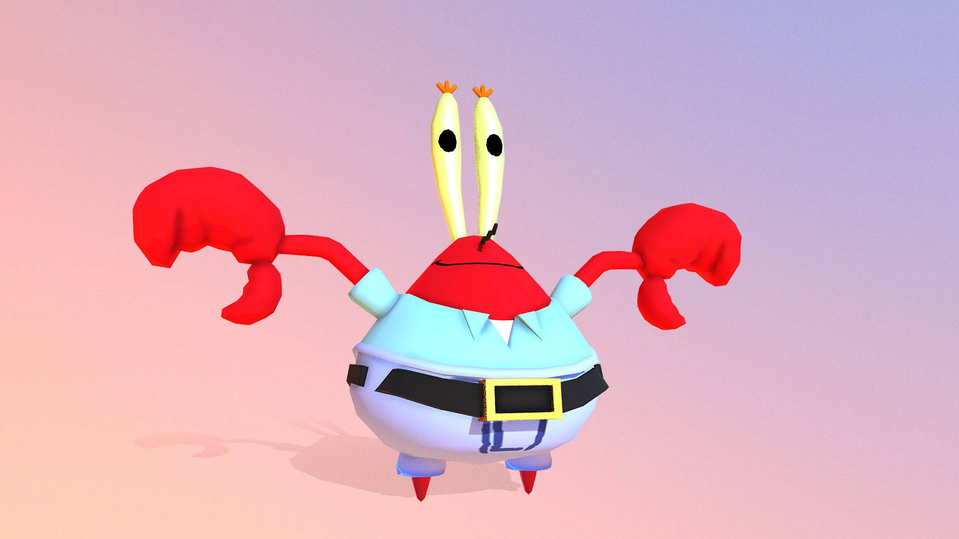 Mr. Krabs, blue shirt, black belt, Full HD Desktop Wallpaper