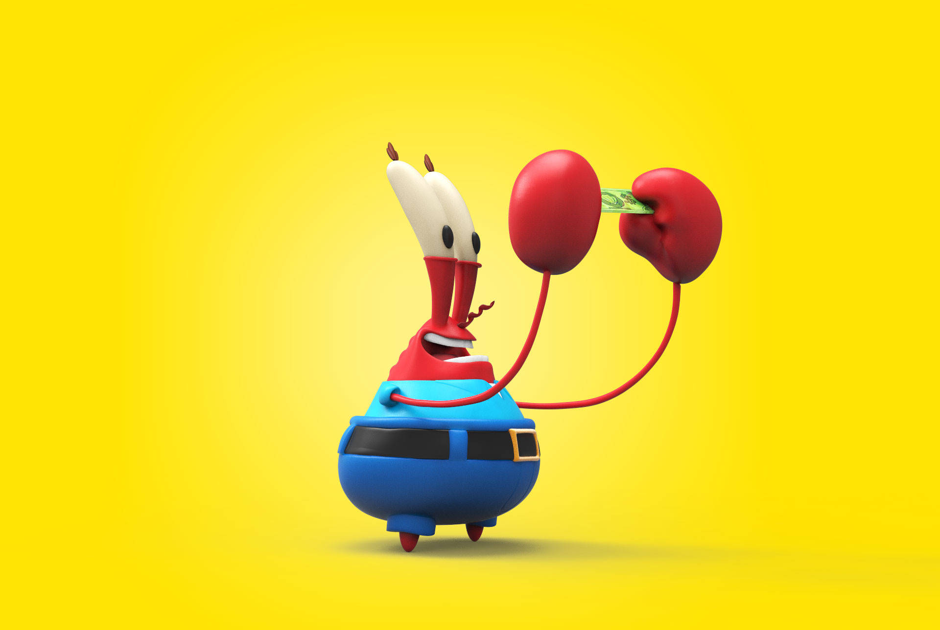 Mr. Krabs, blue suit, red boxing gloves, Full HD Desktop Wallpaper