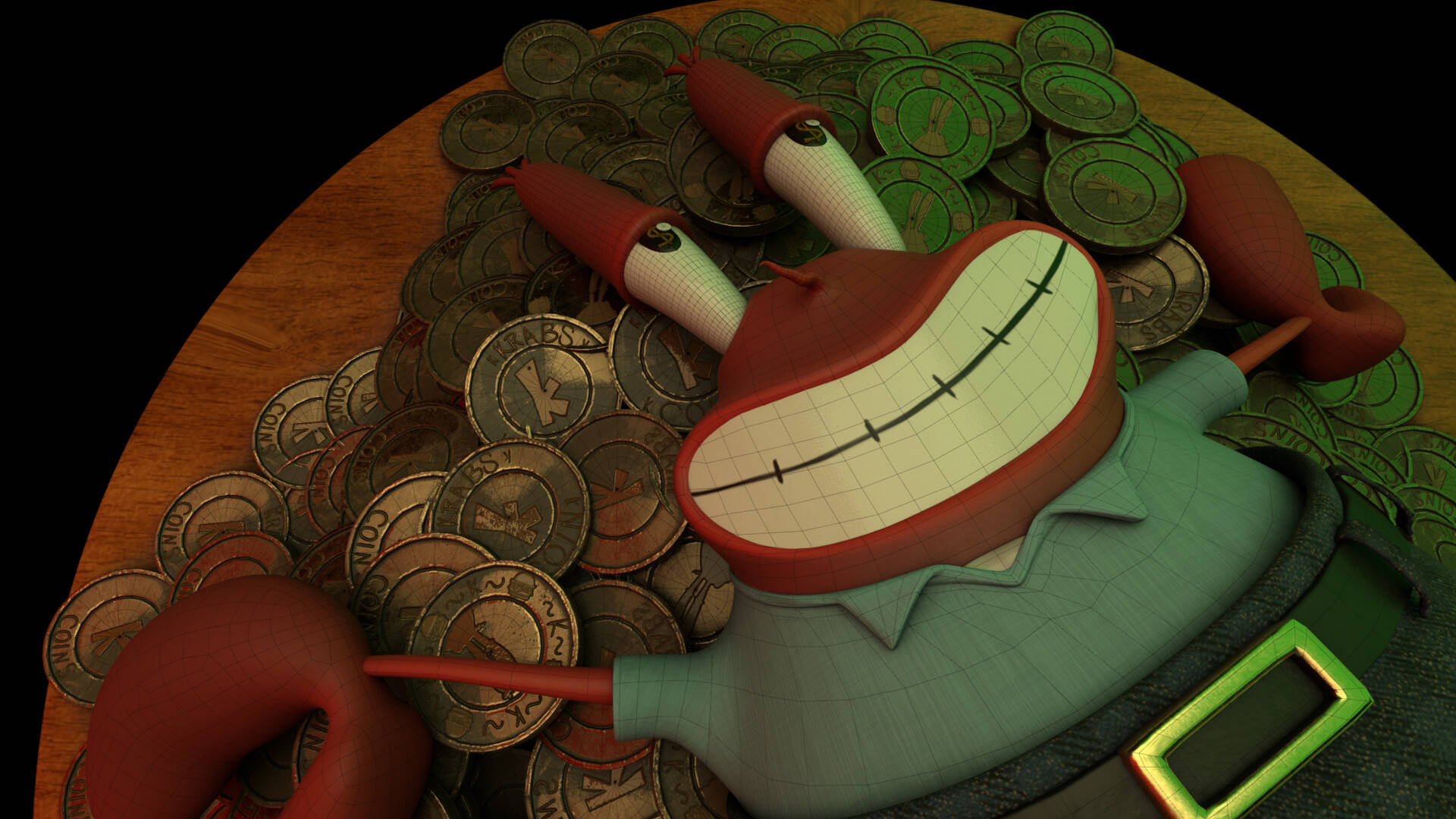 Mr. Krabs, red crab, stitched grin, Full HD Desktop Wallpaper