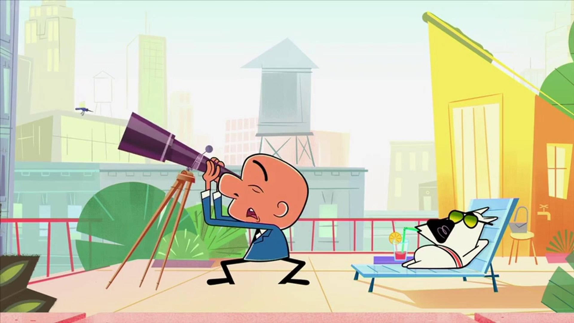 Mr Magoo, blue suit, telescope, Full HD Desktop Wallpaper