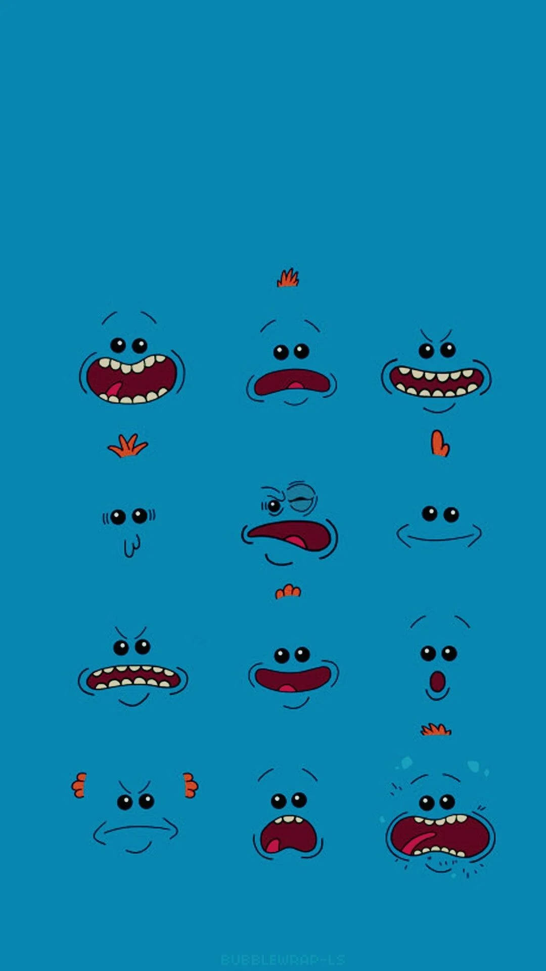 Mr Meeseeks, blue, cartoon faces, Full HD Phone Wallpaper
