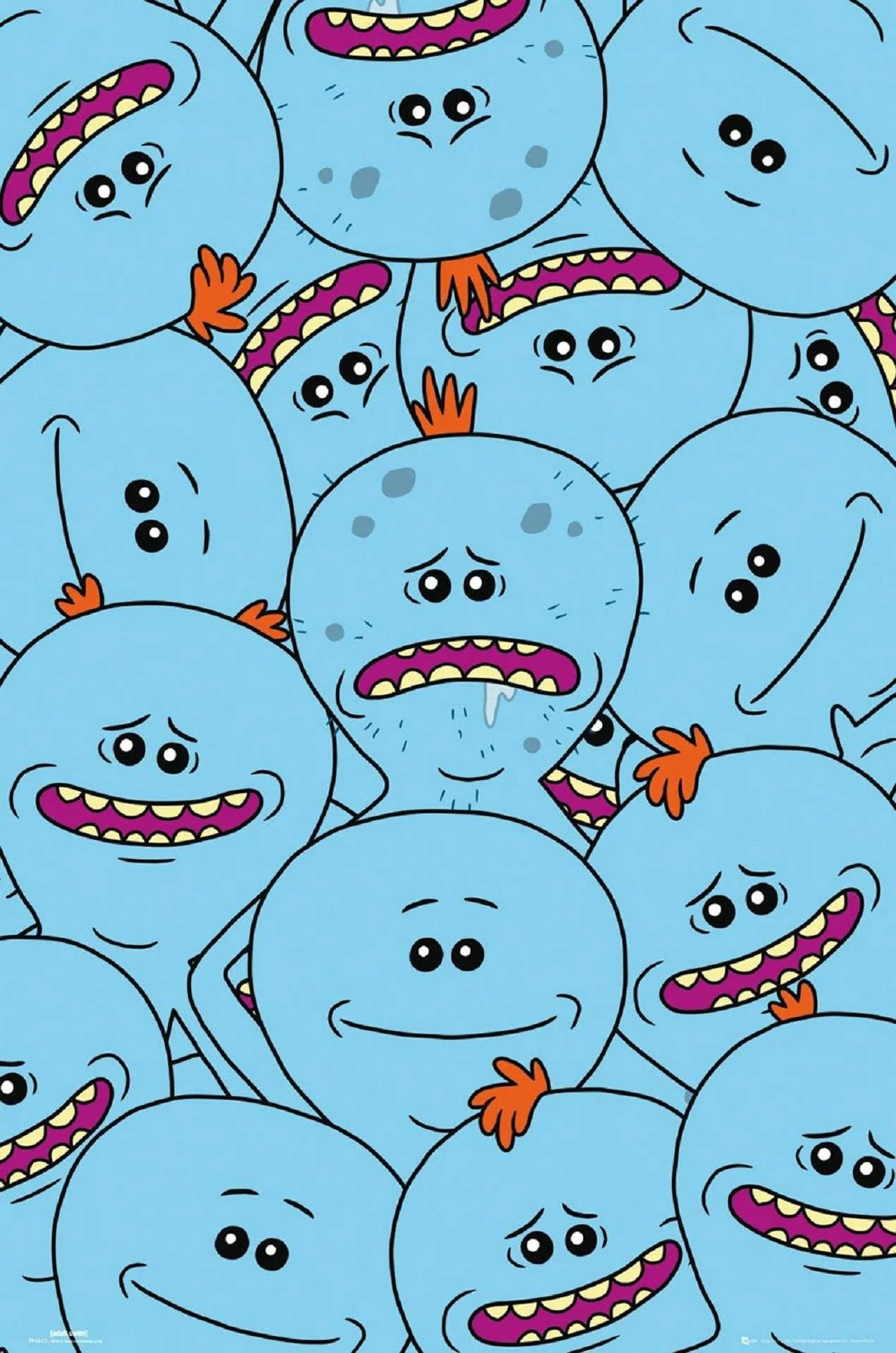 Mr Meeseeks, blue creatures, orange tufts, Full HD Phone Wallpaper
