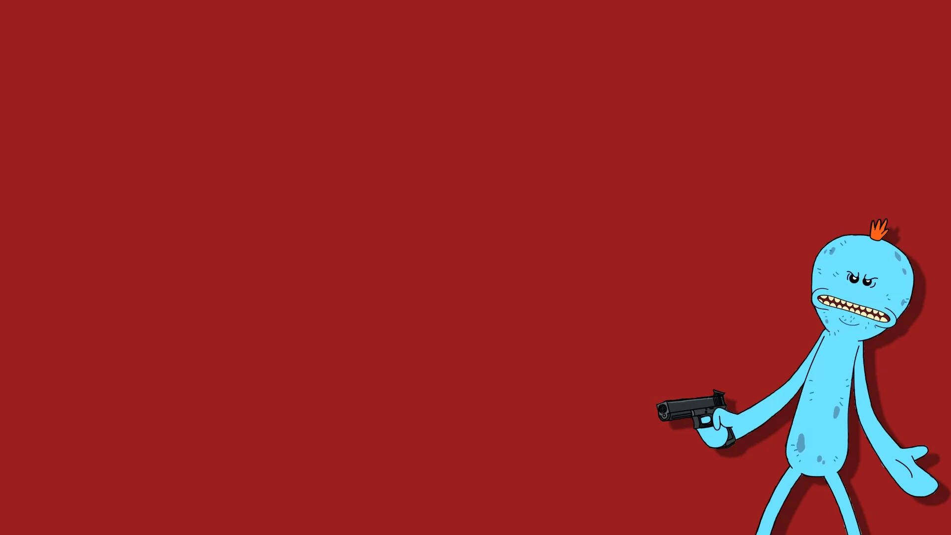 Mr Meeseeks, blue cartoon character, tiny orange mohawk, Full HD Desktop Wallpaper