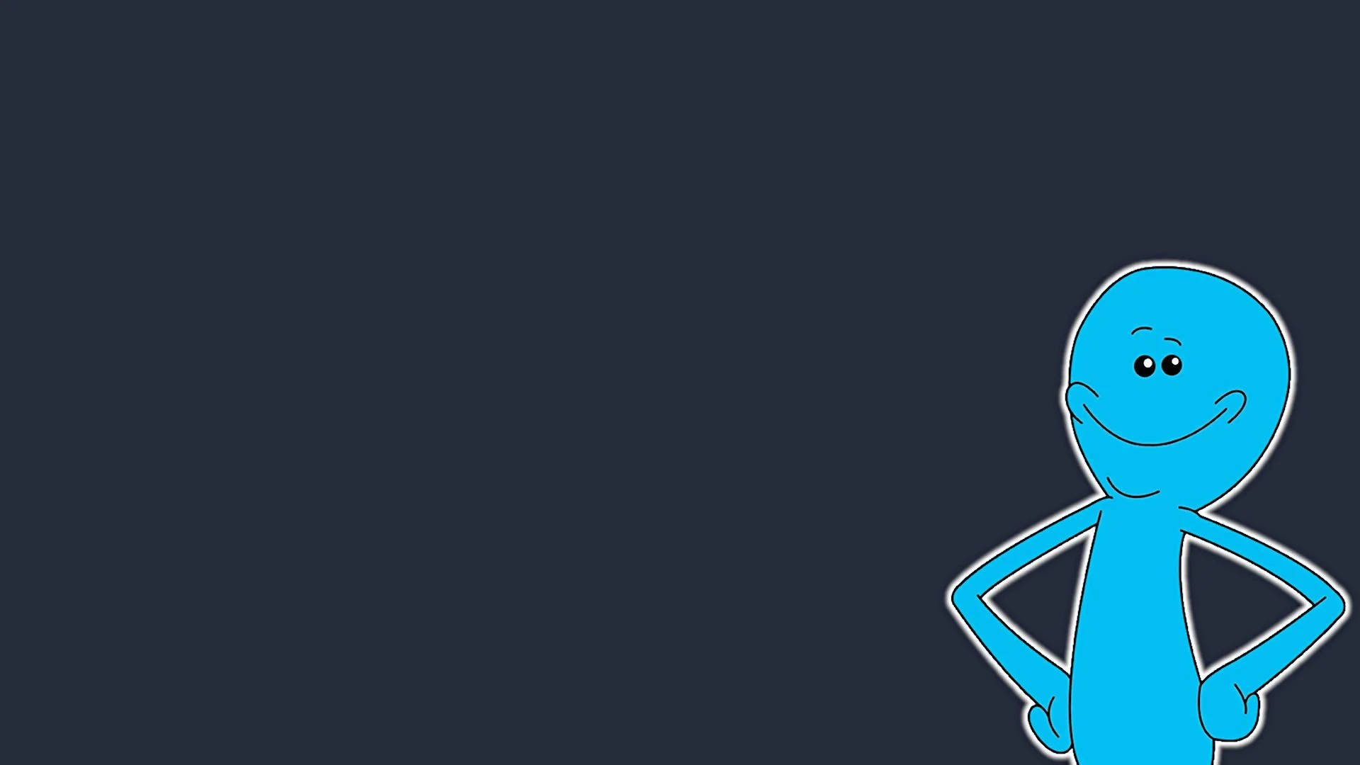 Mr Meeseeks, dark navy blue, wide smile, Full HD Desktop Wallpaper