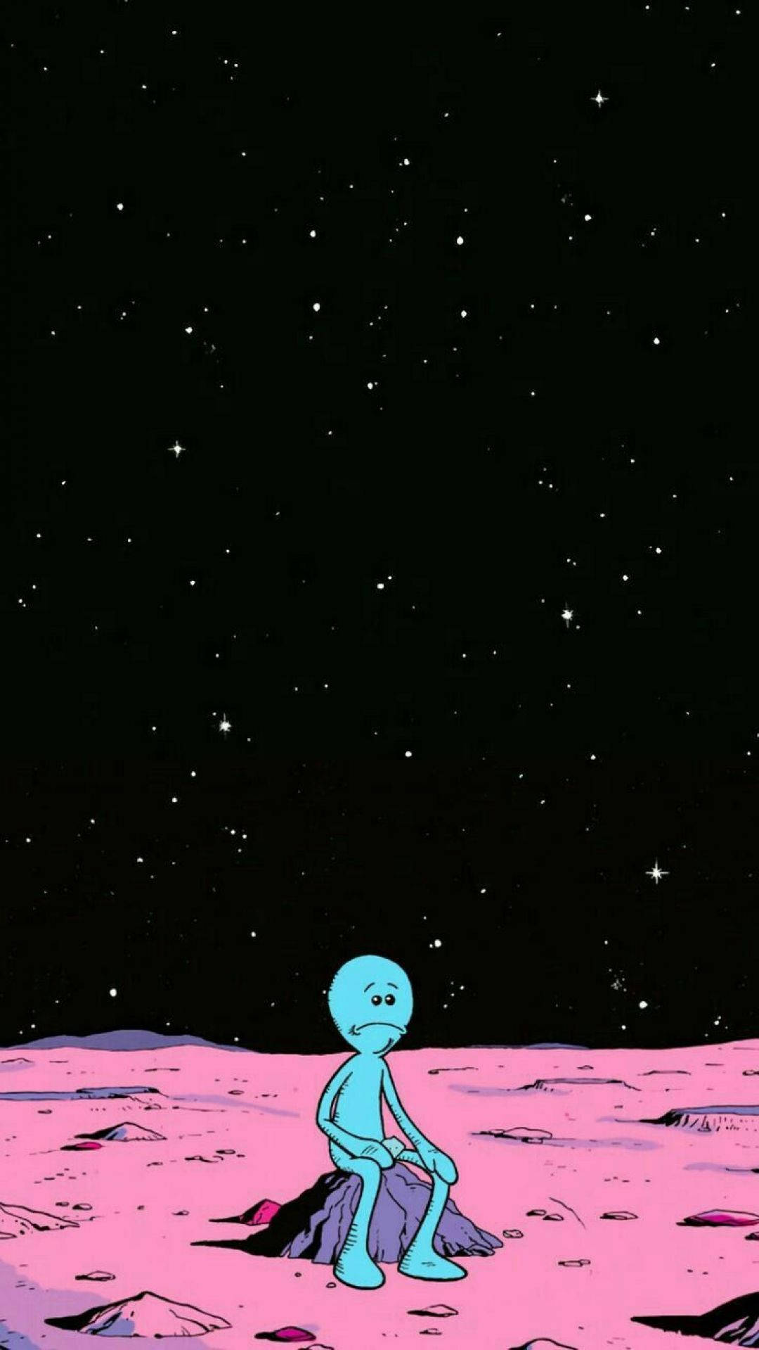 Mr Meeseeks, moon, pink alien planet, HD Phone Wallpaper