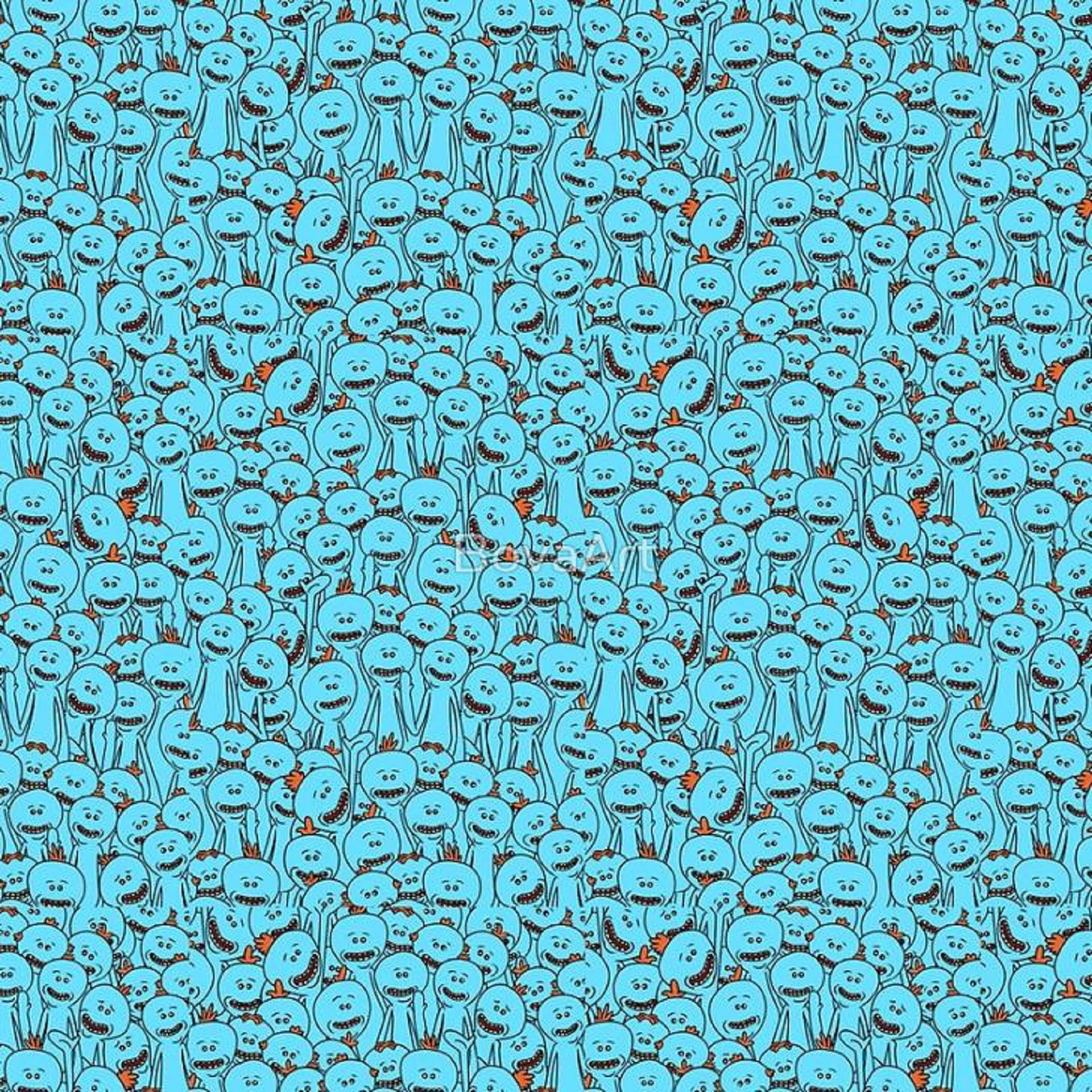 Mr Meeseeks, blue, orange hair, Full HD Desktop Wallpaper