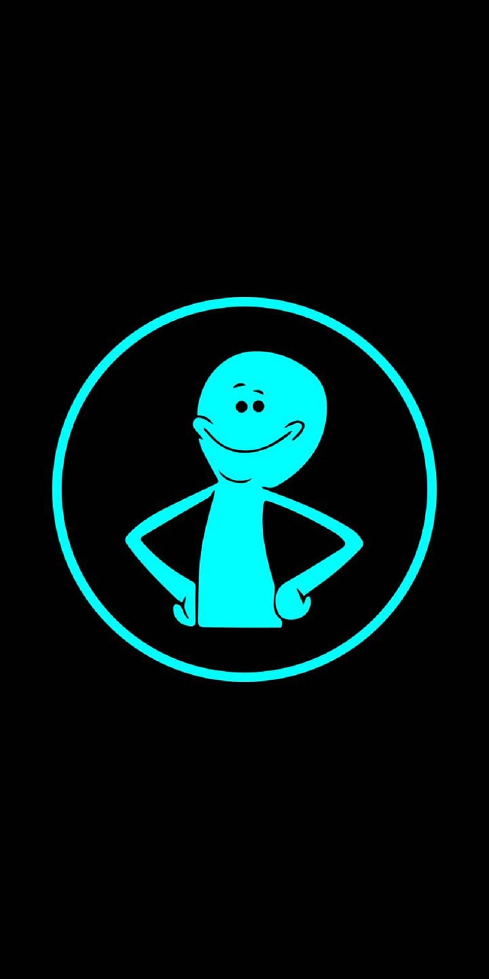 Mr Meeseeks, glowing cyan, cartoon figure, Full HD Phone Wallpaper