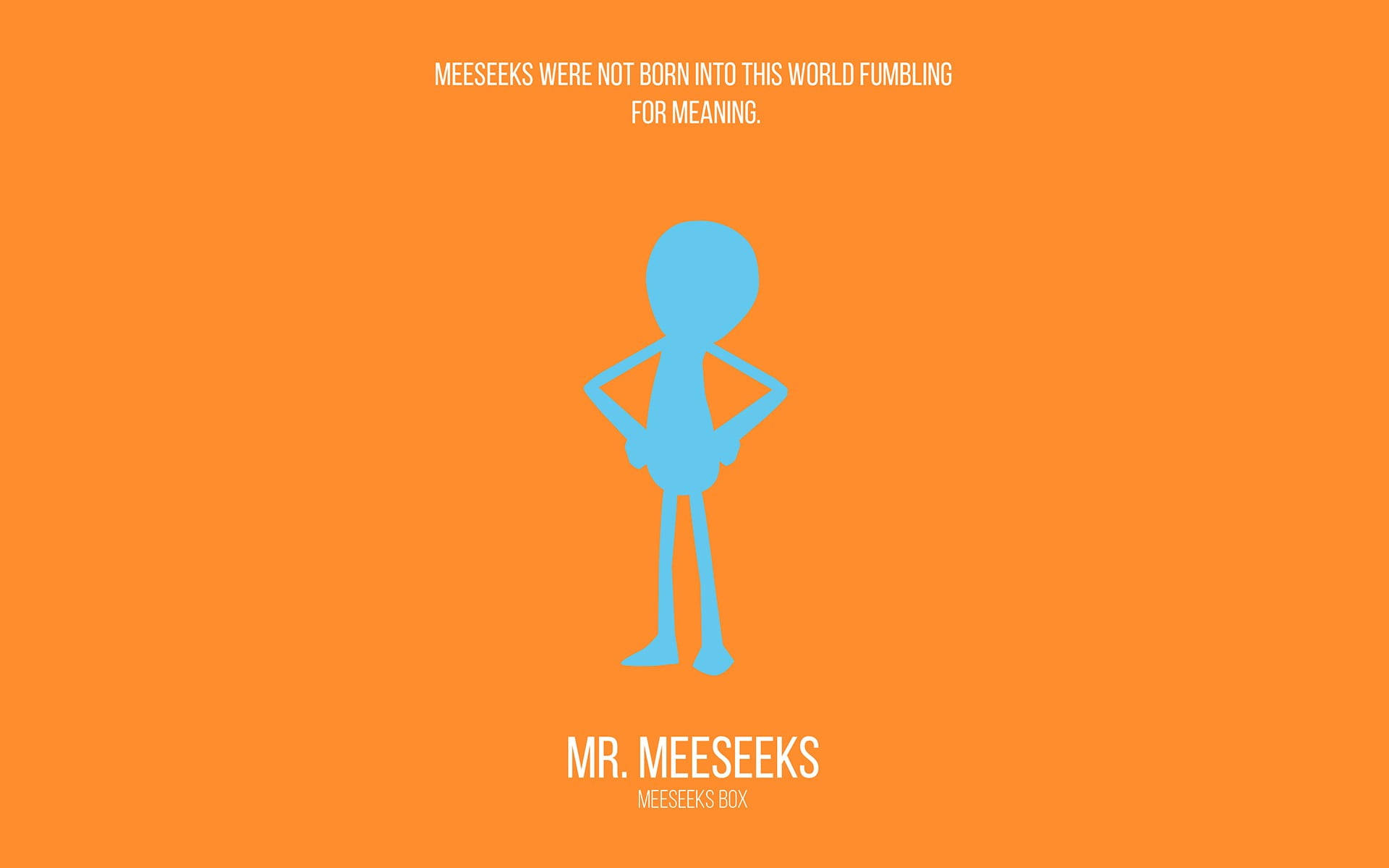 Mr Meeseeks, orange, blue silhouette, Full HD Desktop Wallpaper