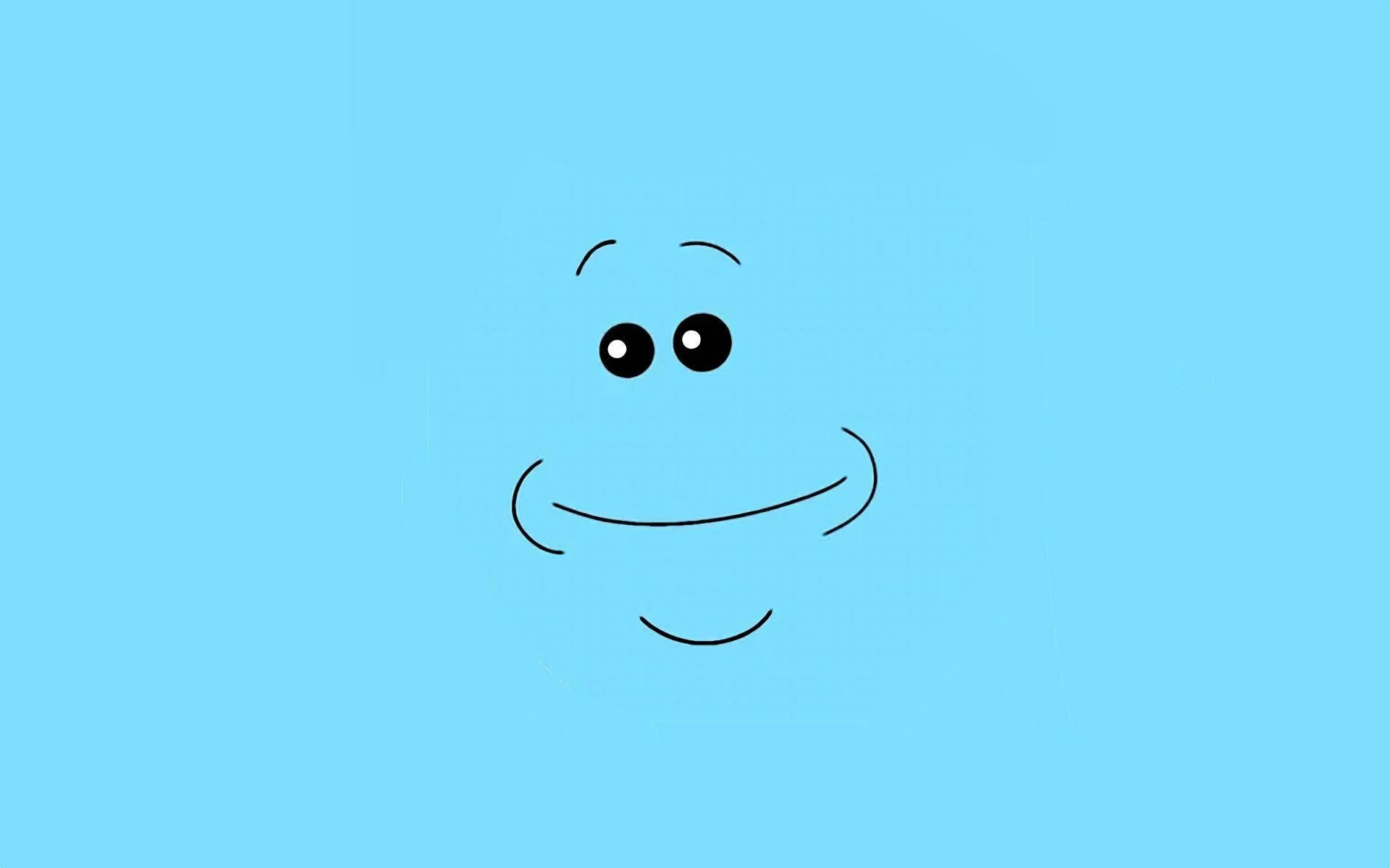 Mr Meeseeks, unhappy face, light blue background, Full HD Desktop Wallpaper