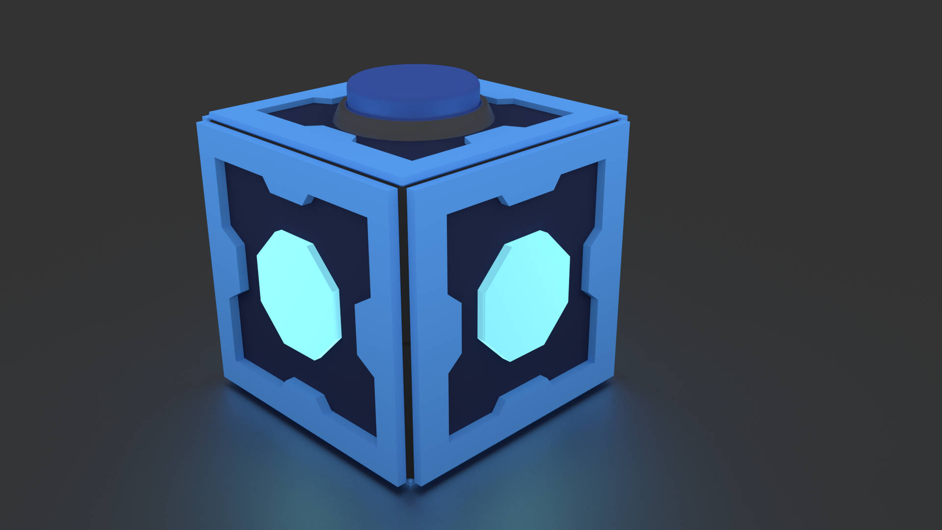 Mr Meeseeks, glowing blue cube, hexagonal windows, Full HD Desktop Wallpaper