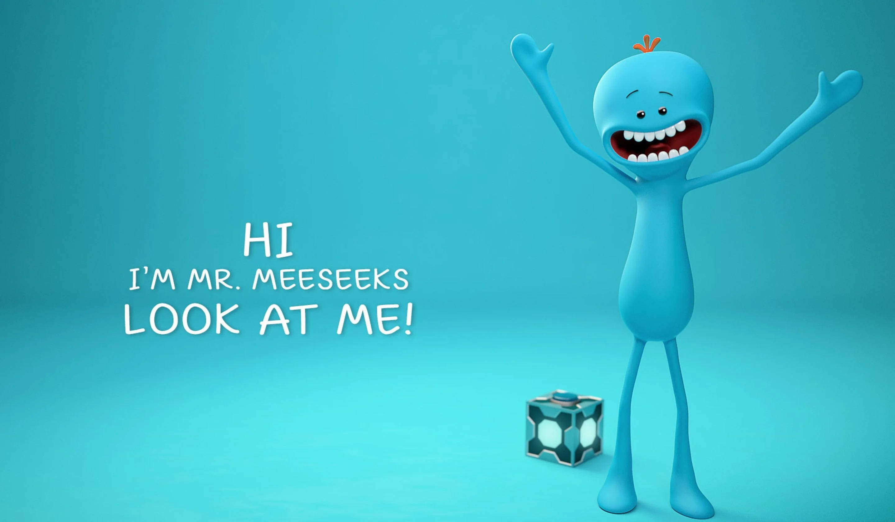 Mr Meeseeks, blue, box, 2K Desktop Wallpaper