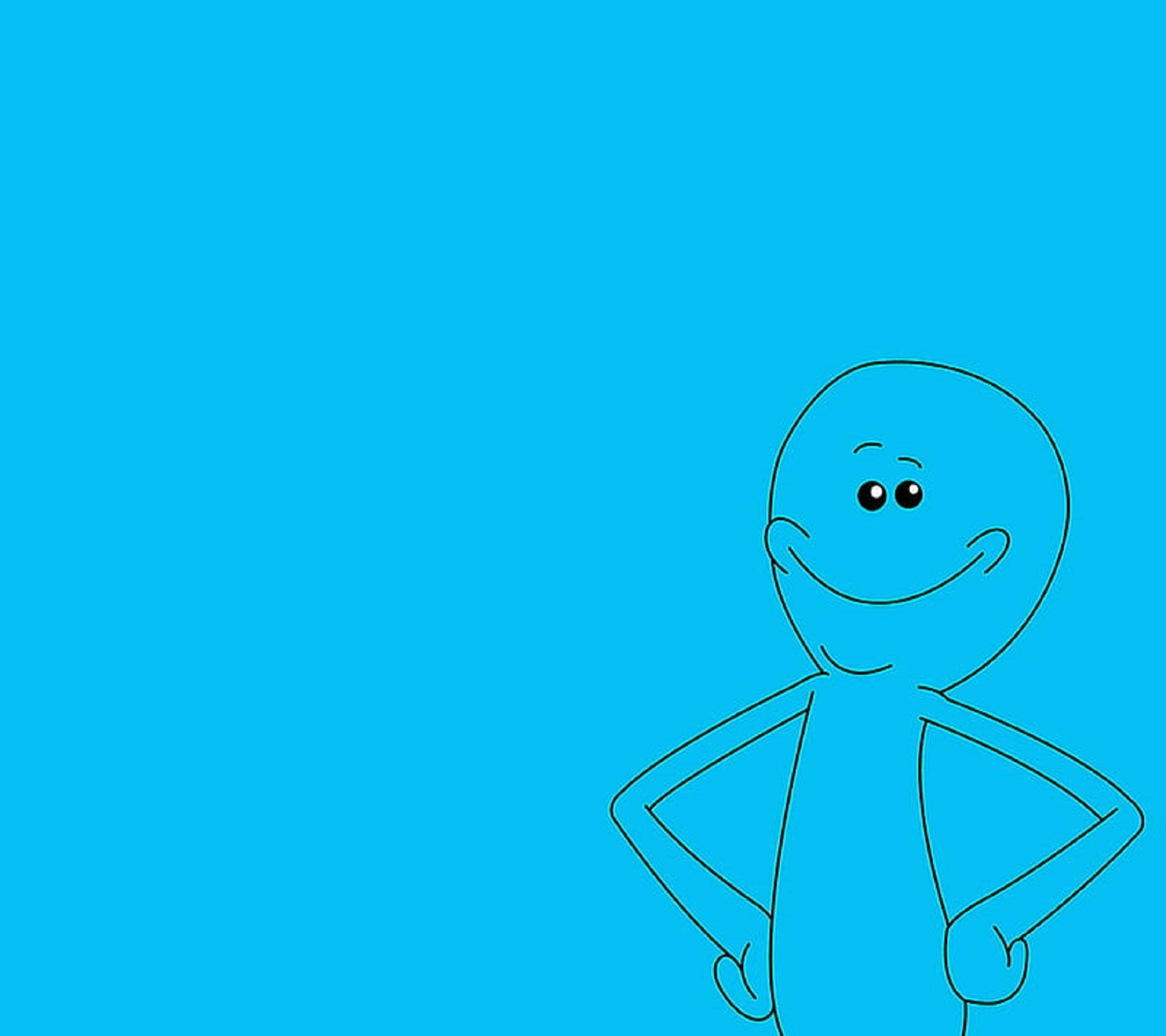Mr Meeseeks, blue, minimalist cartoon character, Full HD Desktop Wallpaper