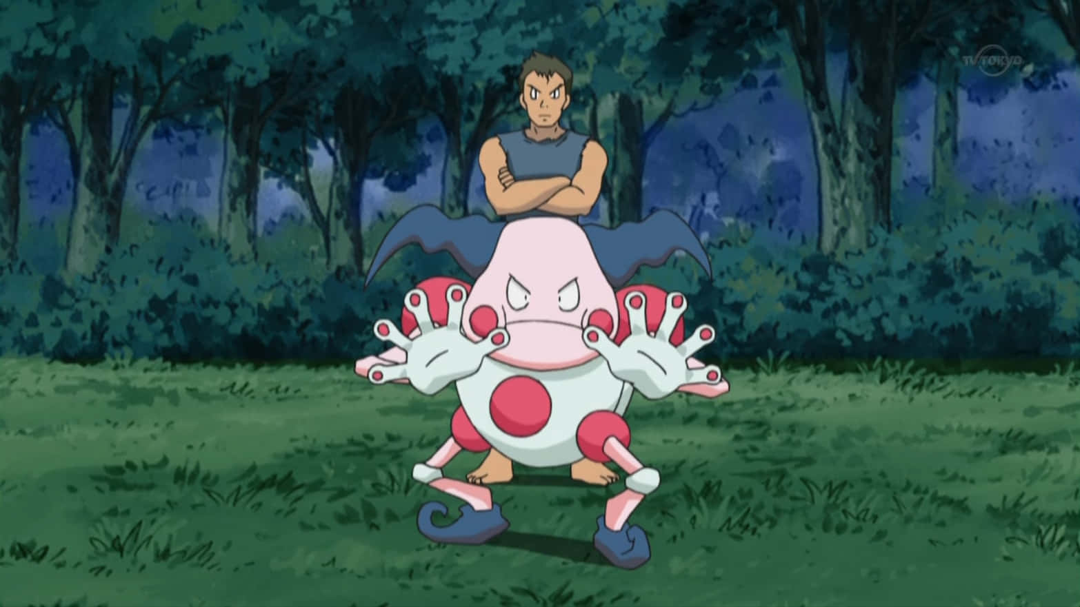 Mr. Mime, anime trainer, pink frog-like Pokémon, HD Desktop Wallpaper