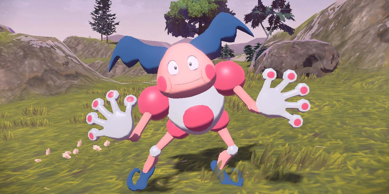 Mr. Mime, pink and blue, cartoonish, HD Desktop Wallpaper