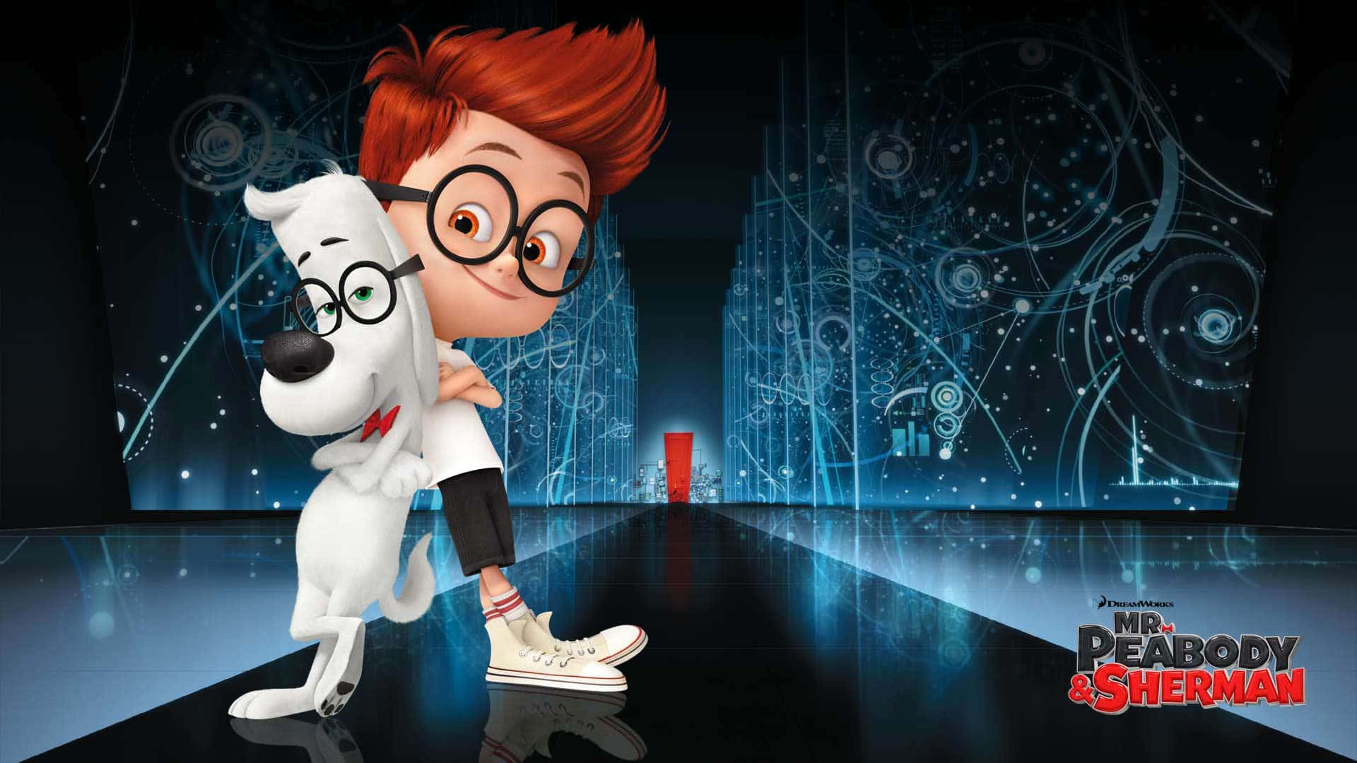 Mr Peabody & Sherman, red-haired boy, white dog with glasses, Full HD Desktop Wallpaper
