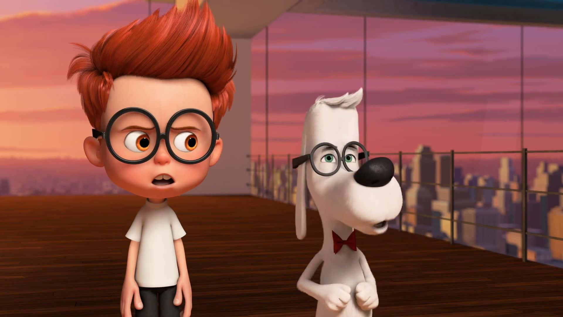 Mr Peabody & Sherman, sunset, rooftop, Full HD Desktop Wallpaper