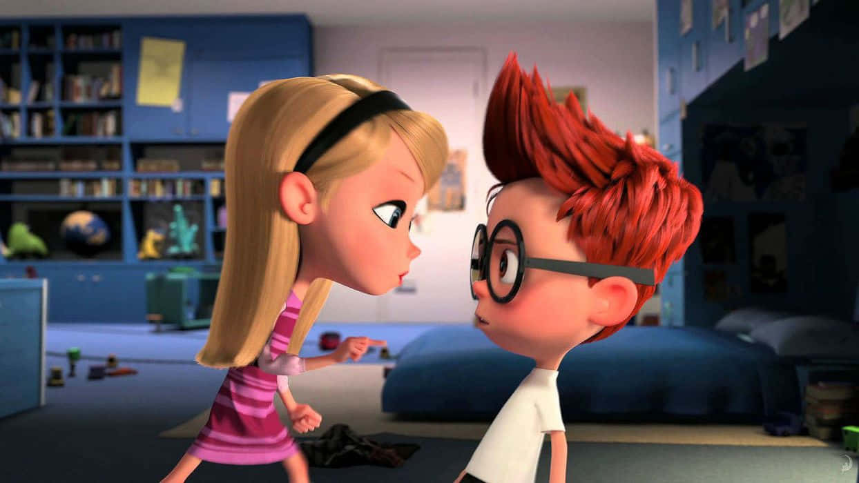 Mr Peabody & Sherman, blue bedroom, bookshelves, SD Desktop Wallpaper