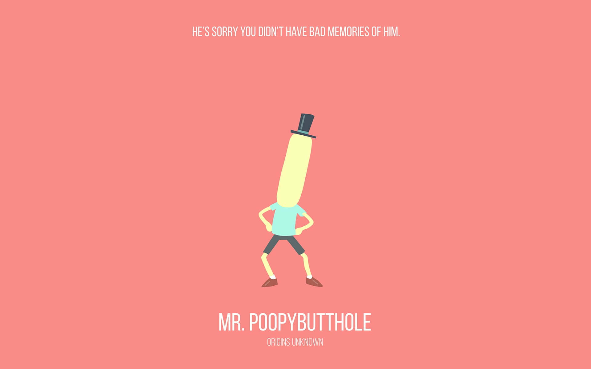 Mr Poopybutthole, yellow body, top hat, Full HD Desktop Wallpaper