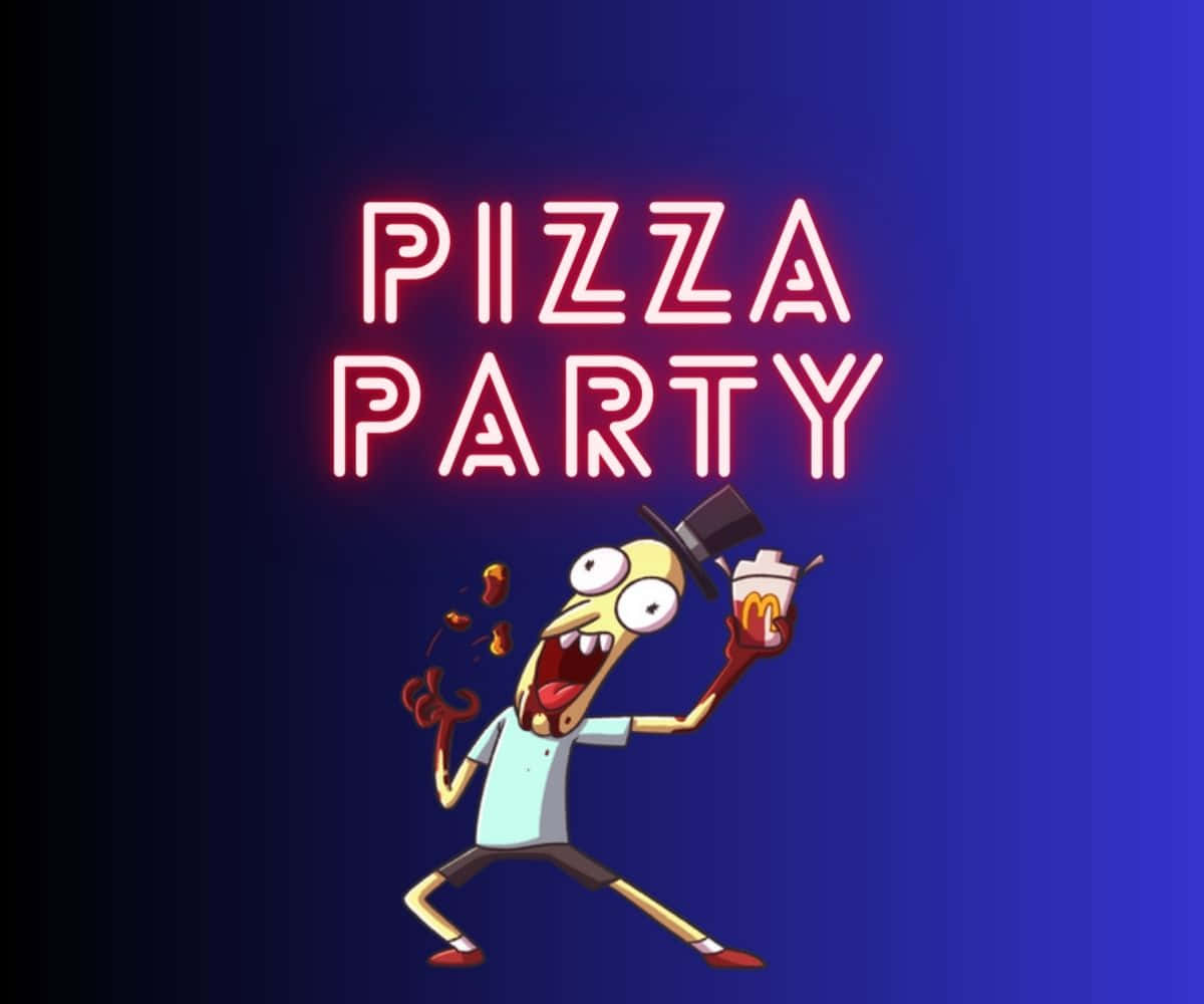 Mr. Poopybutthole, top hat, pizza party, SD Desktop Wallpaper