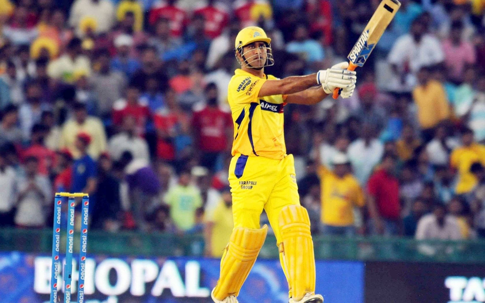 MS Dhoni, IPL Match, night match, HD Desktop Wallpaper