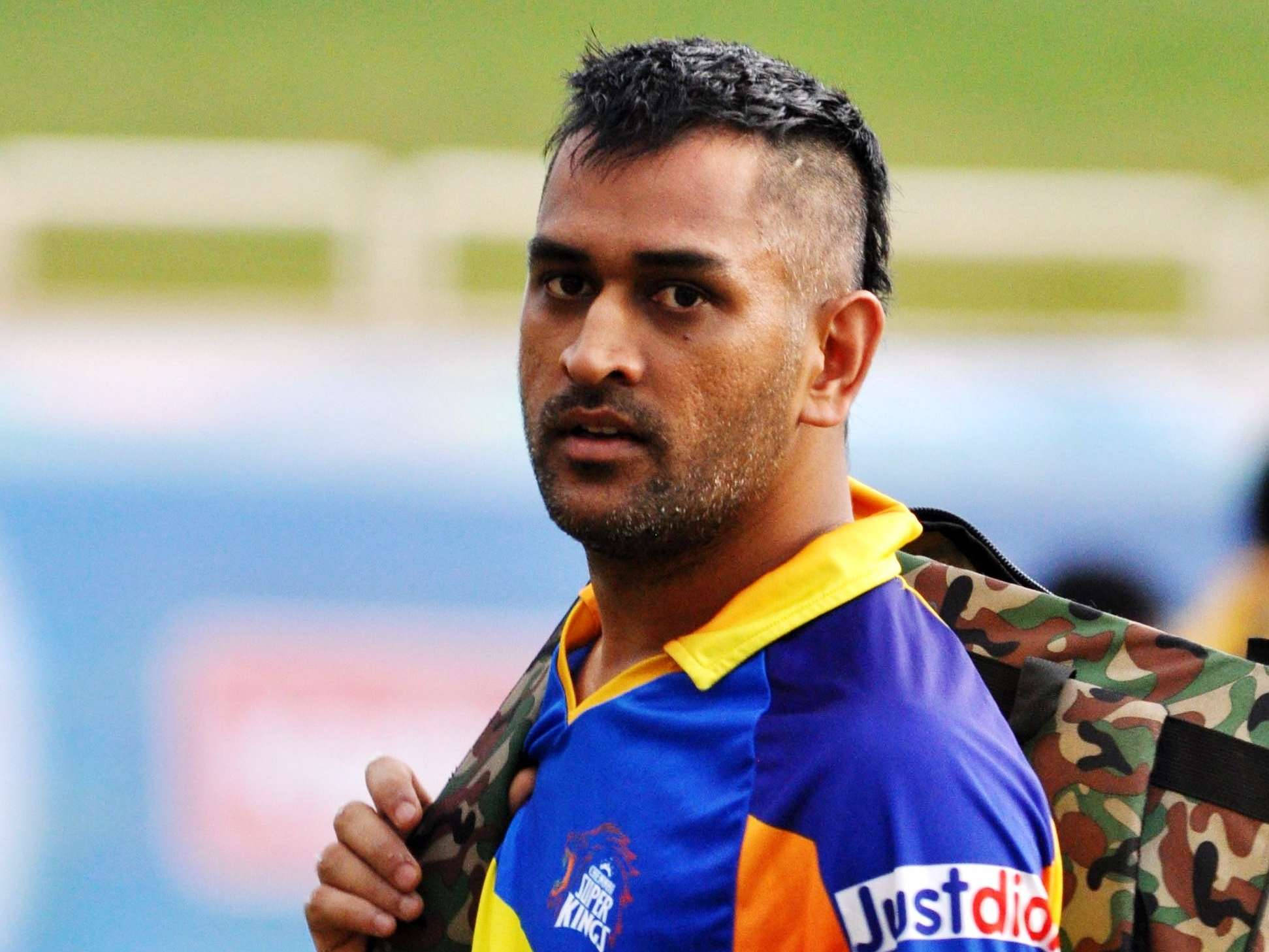 Ms Dhoni, Mohawk Hairstyle, blue orange jersey, Full HD Desktop Wallpaper
