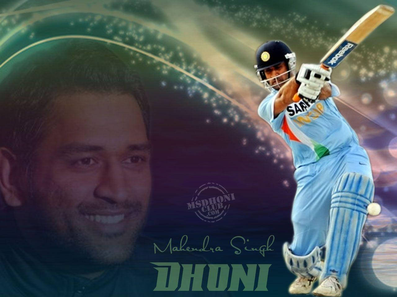 Ms Dhoni, blue uniform, cosmic starry background, HD Desktop Wallpaper
