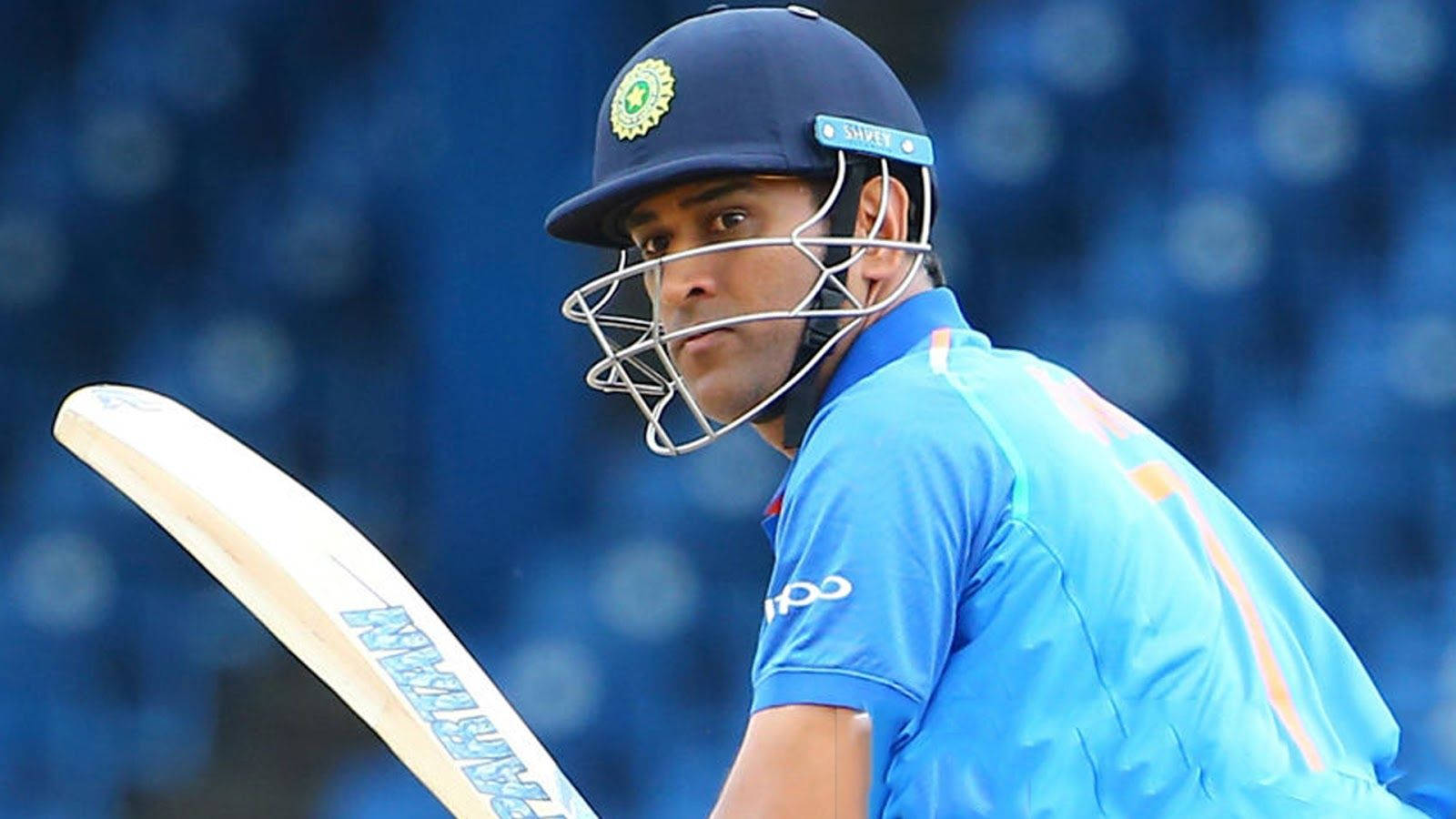 MS Dhoni, Indian cricket batsman, blue gear, HD Desktop Wallpaper