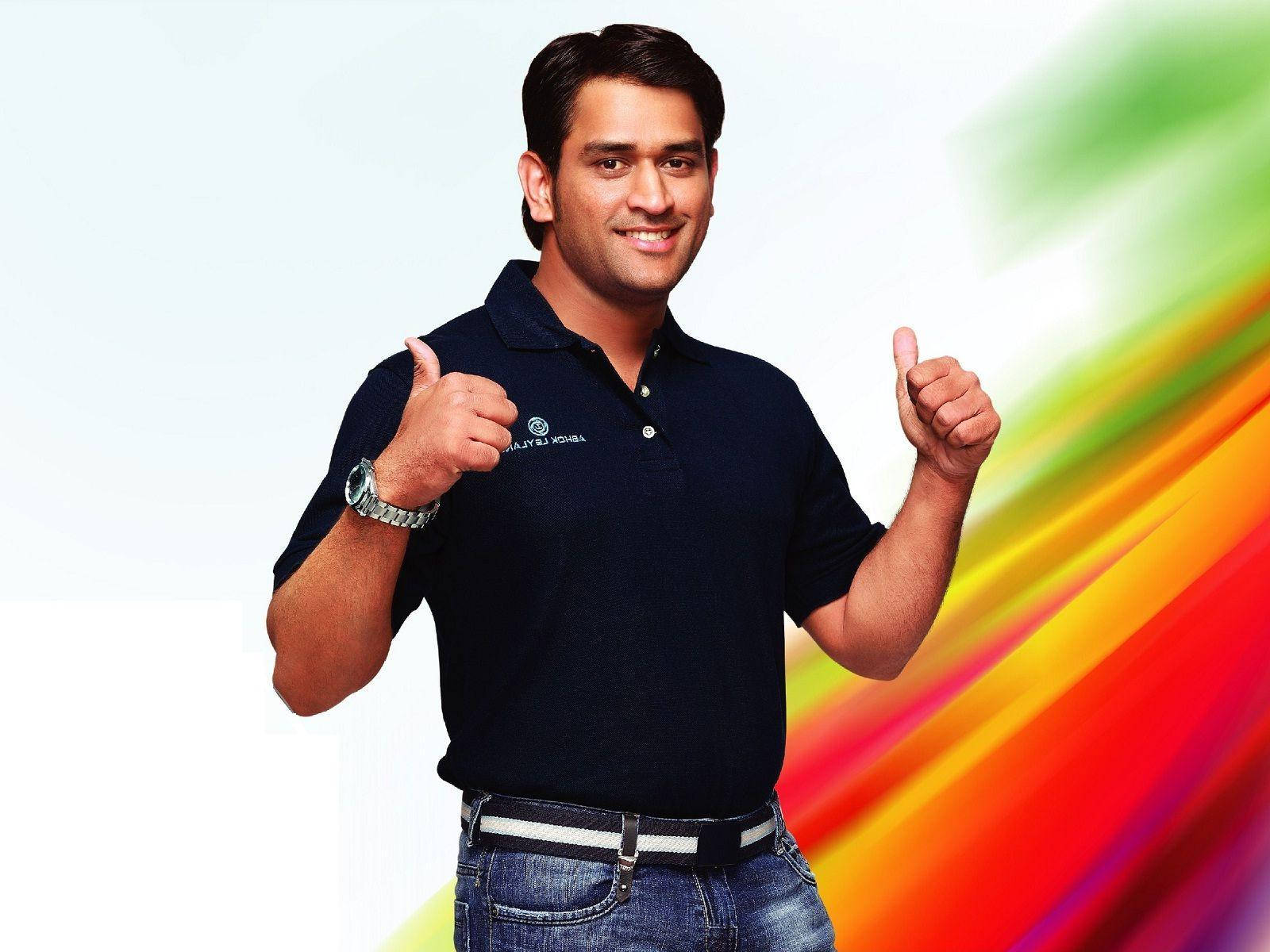 Ms Dhoni, professional cricketer, dark polo shirt, HD Desktop Wallpaper