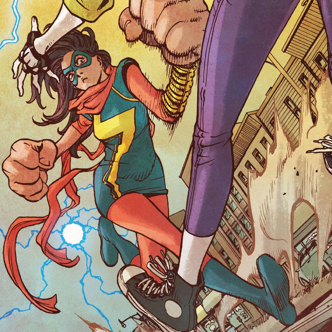 Ms Marvel, fight scene, mid-air combat, SD Desktop Wallpaper